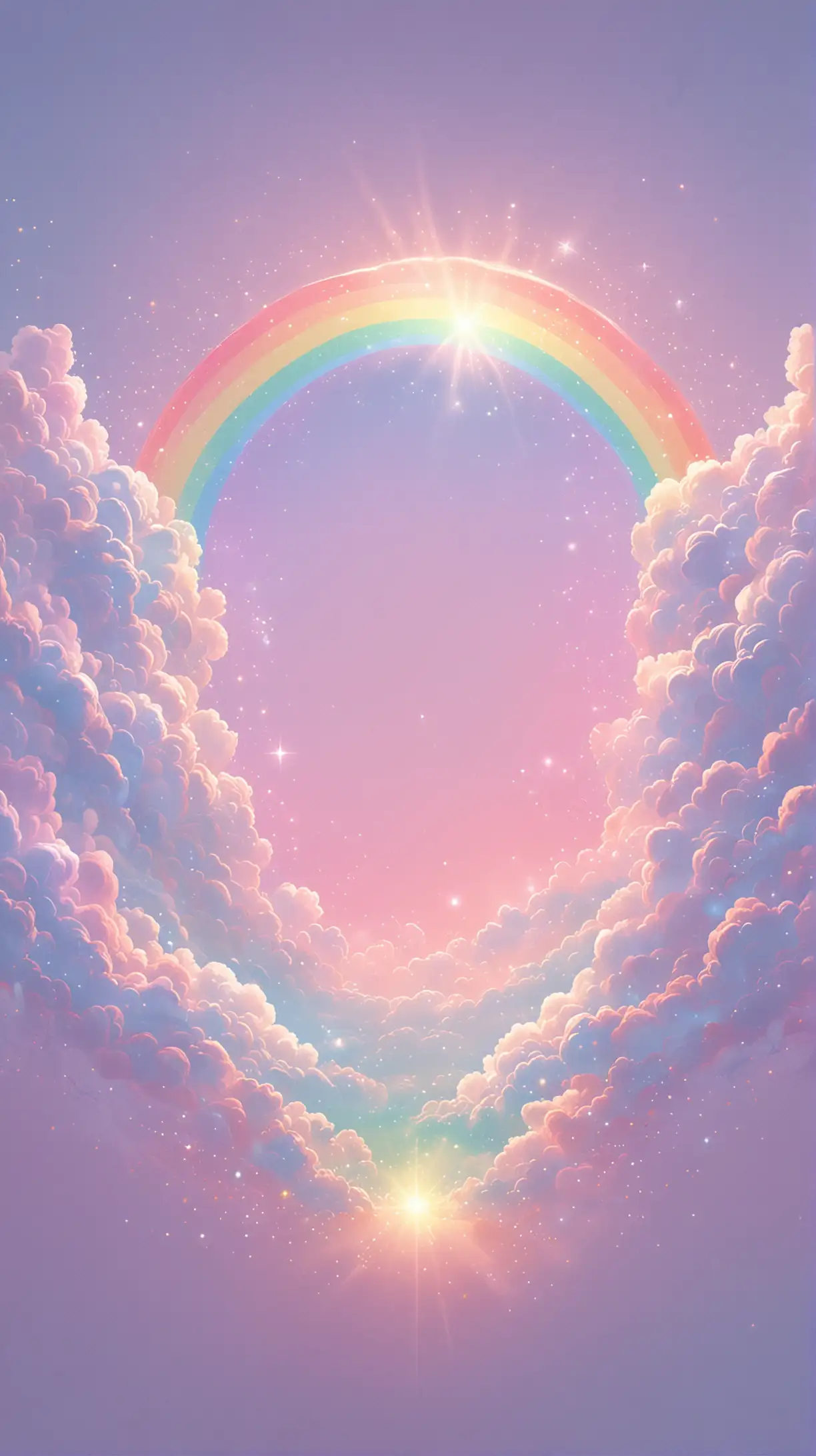 Tranquil Pastel Rainbow Sky Minimalist Heavenly Landscape