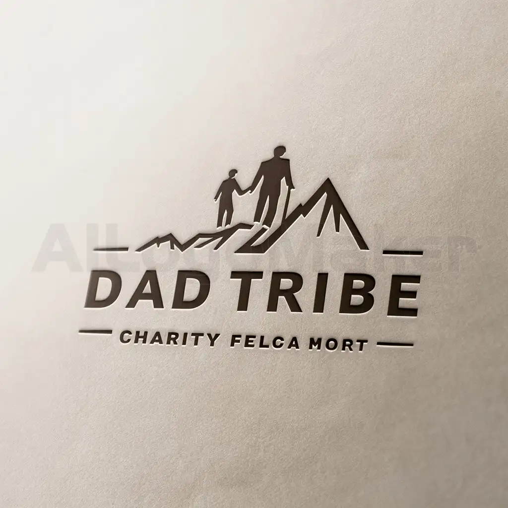 a logo design,with the text "Dad Tribe", main symbol:dad and son, climbing,Moderate,be used in charity industry,clear background