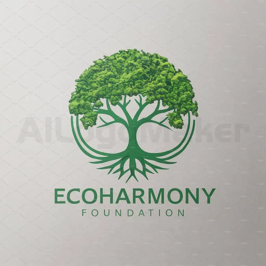 a logo design,with the text "EcoHarmony Foundation", main symbol:green tree and circular design implying environmental sustainability,Moderate,clear background