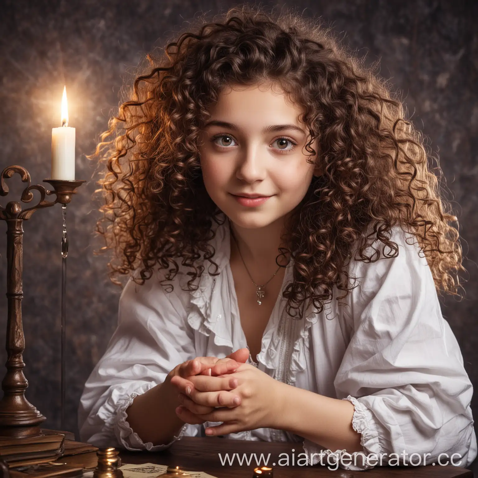 Curly-Young-Girl-Embracing-Magic-and-Fortune-Telling