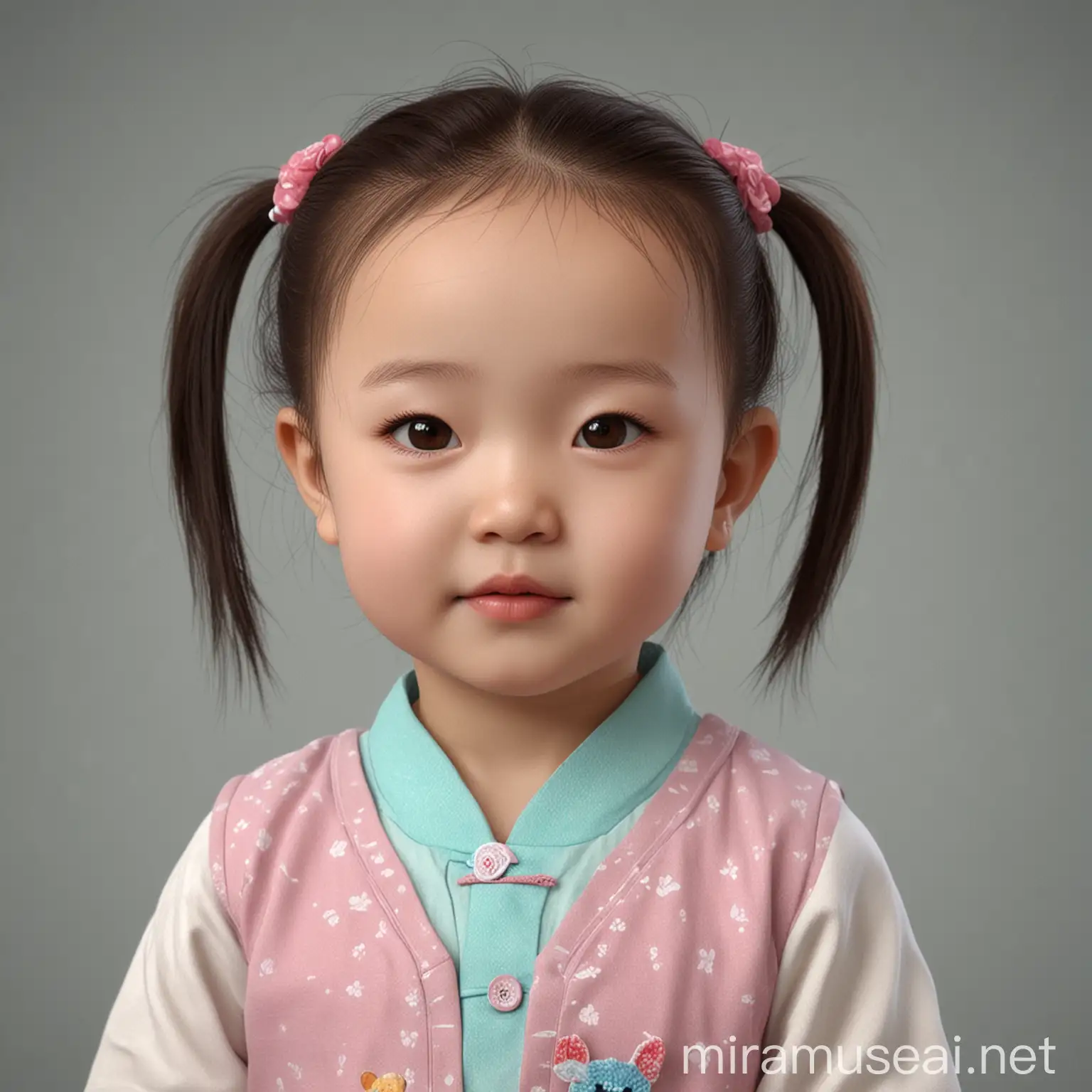 这是一张孩子的3维照片， 请预测一下孩子的长相， 中国小孩