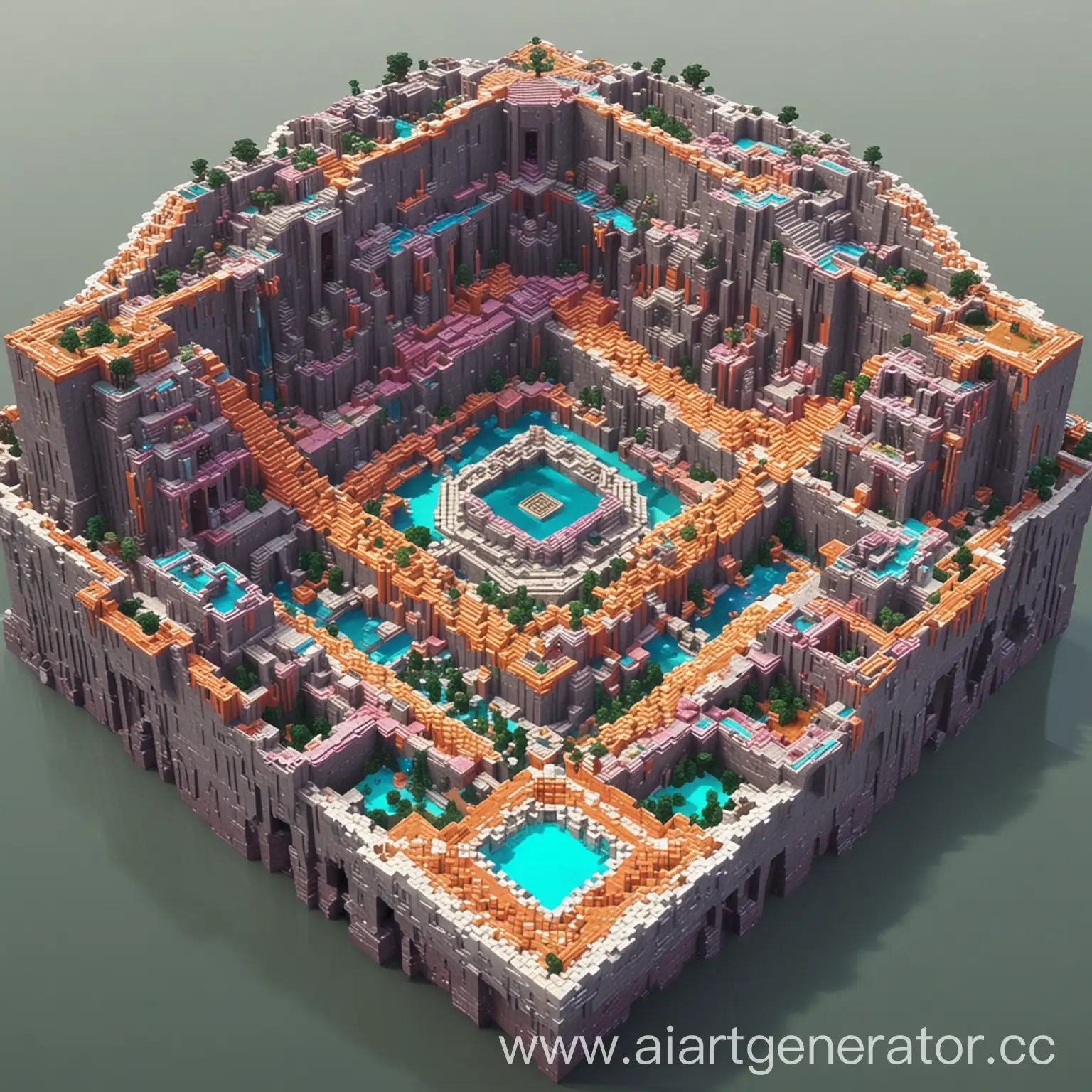 Bright-Futuristic-Minecraft-Base-Vibrant-Colors-in-a-Futuristic-Pit