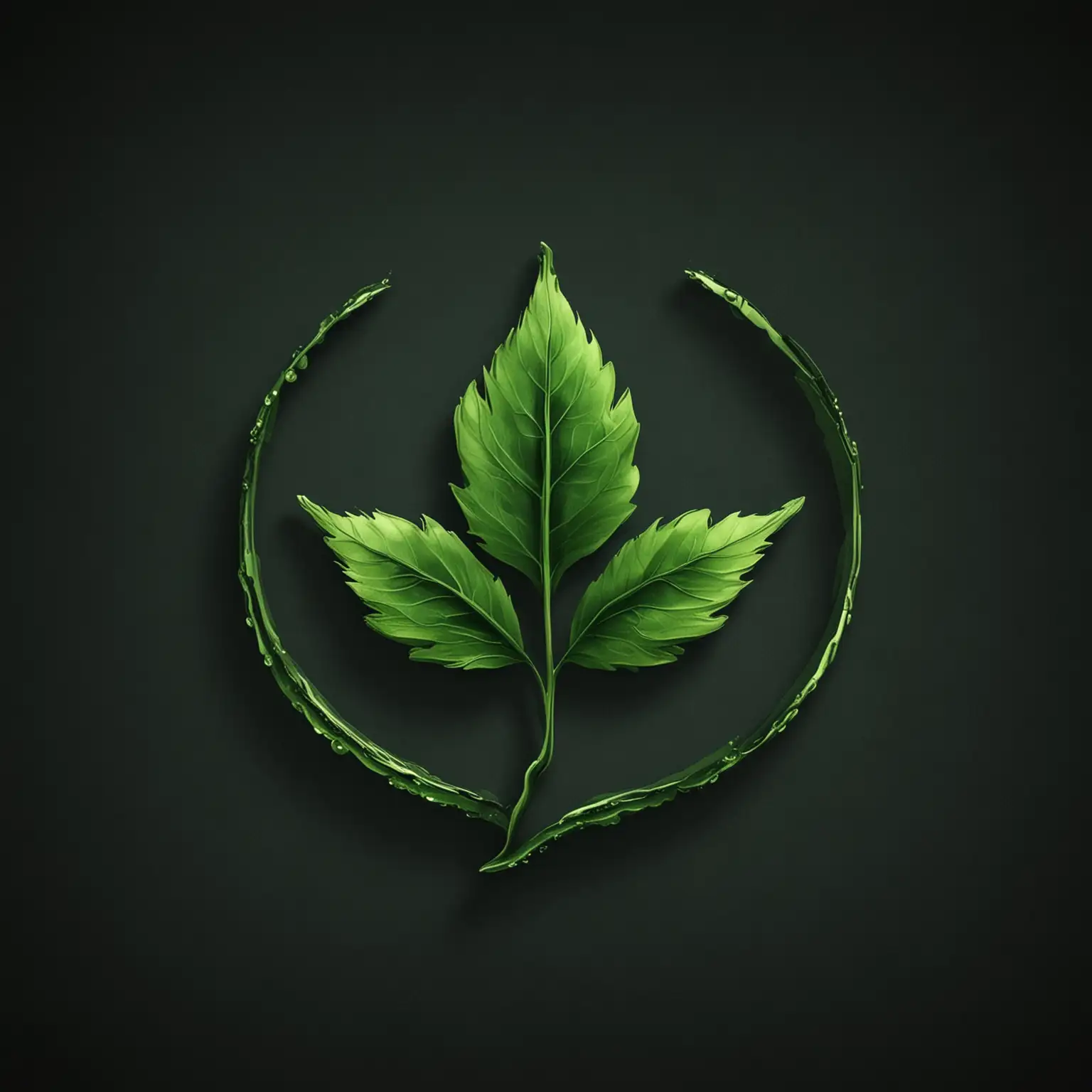 logo, green leaf, health, dark green background