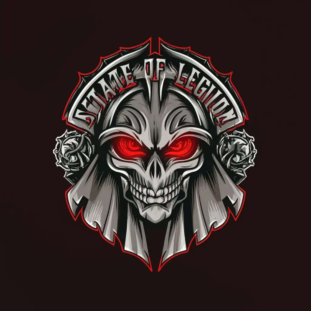 a logo design,with the text "State Of Legion", main symbol:gothic mask,complex,clear background