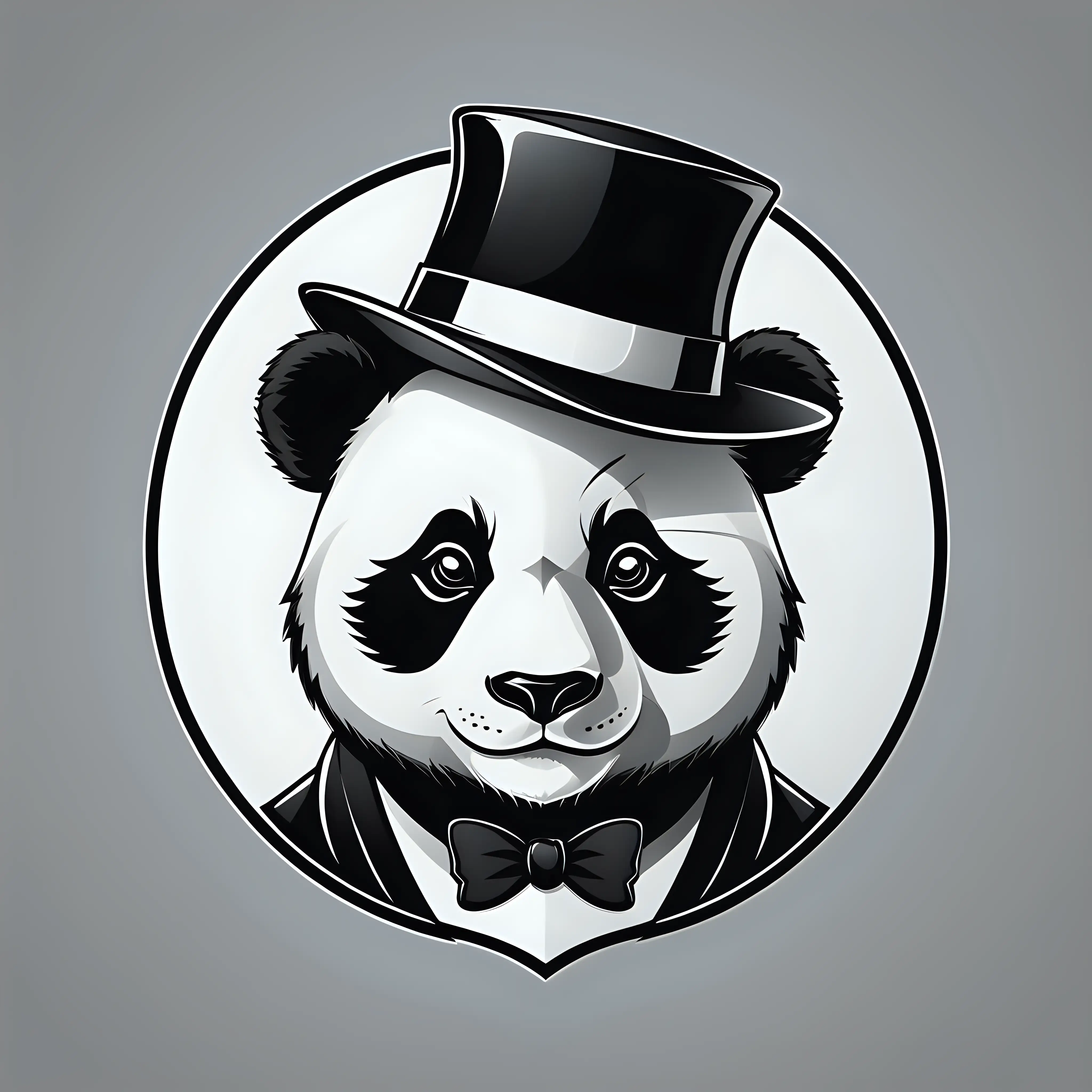 elegant panda with hat logo
