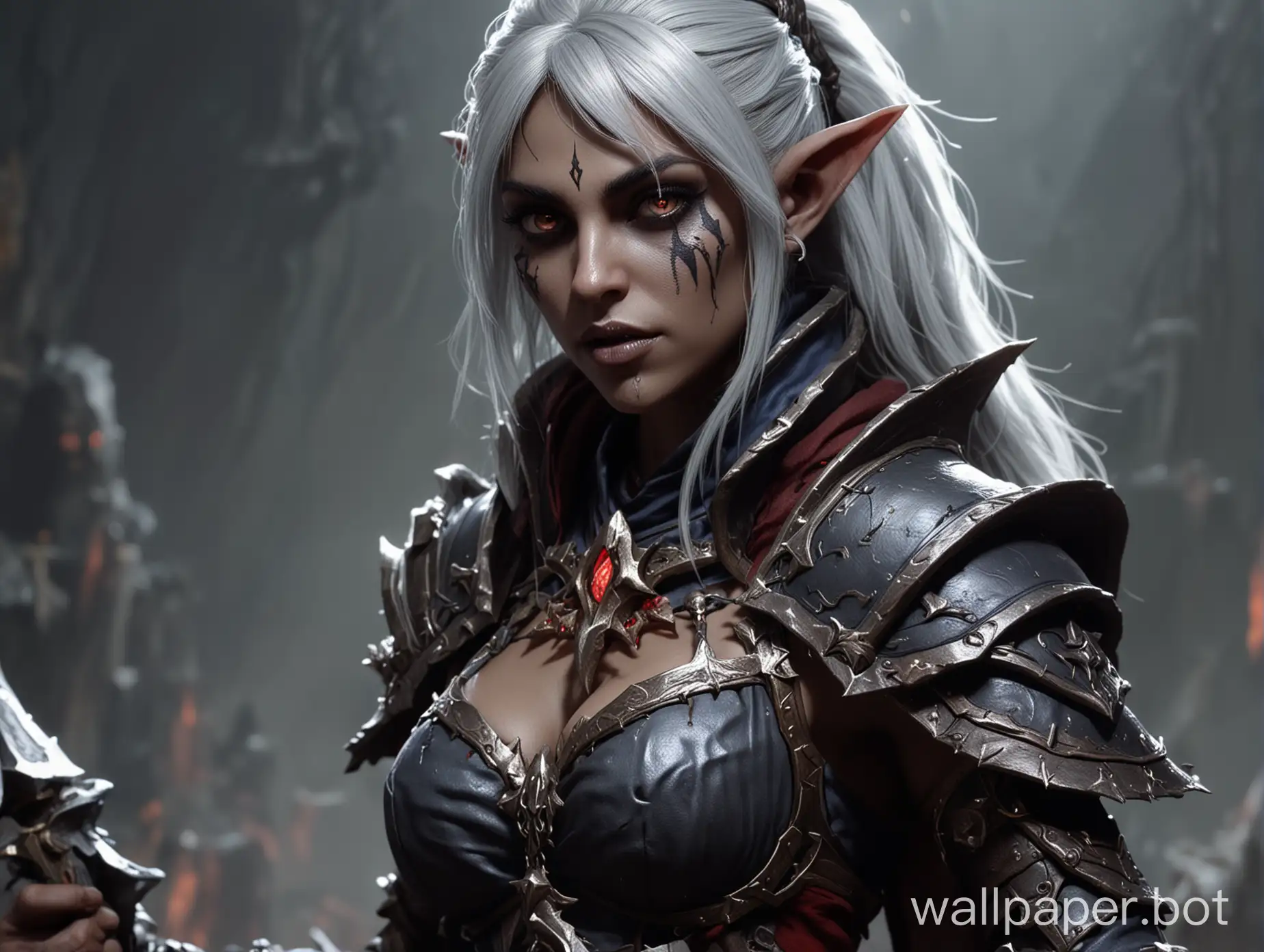 Shadowheart, Mintar warrior dark elf, Mage magic blood, Battle Goblins Warlocks 4K detail