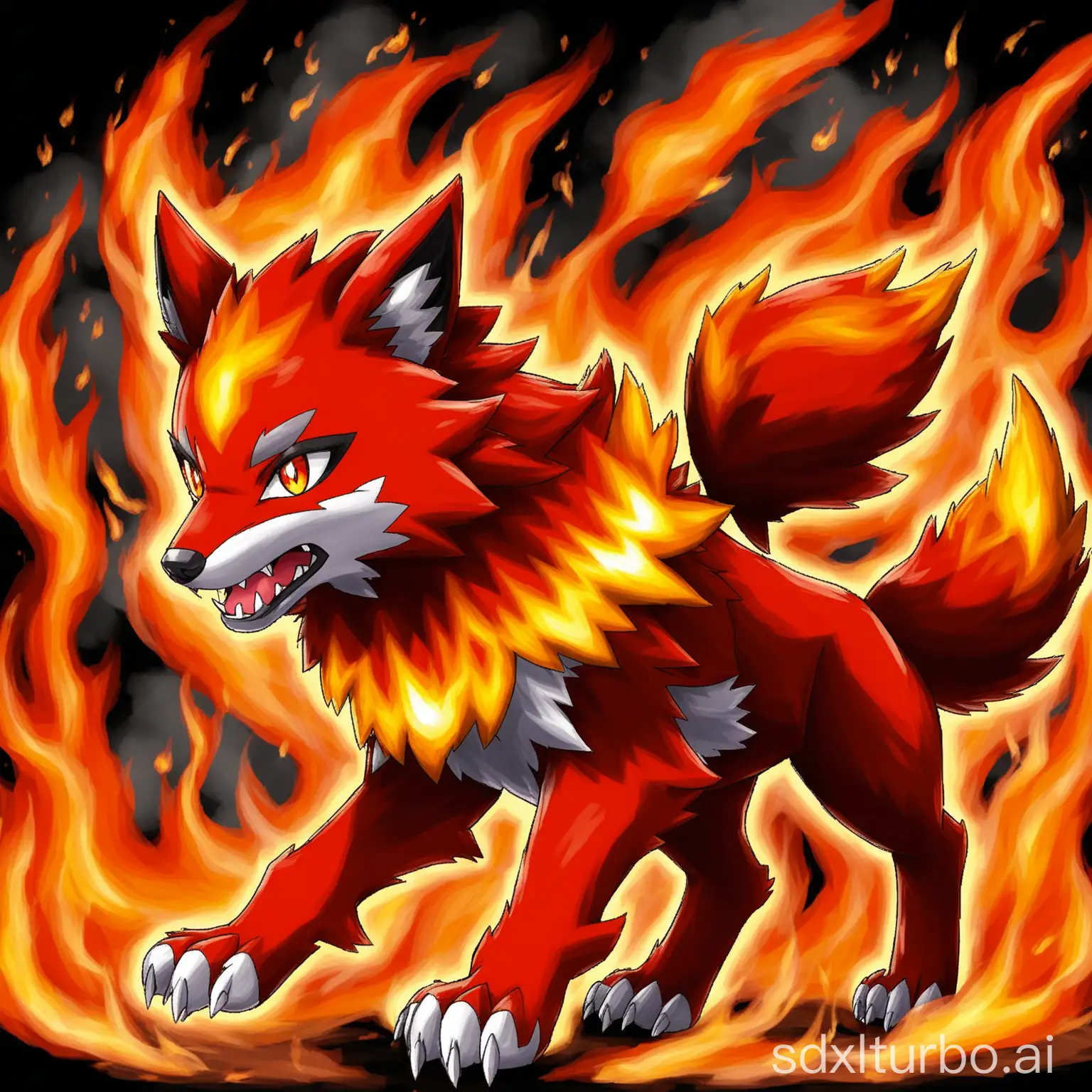 Fiery-Wolf-Pokmon-in-the-Wilderness