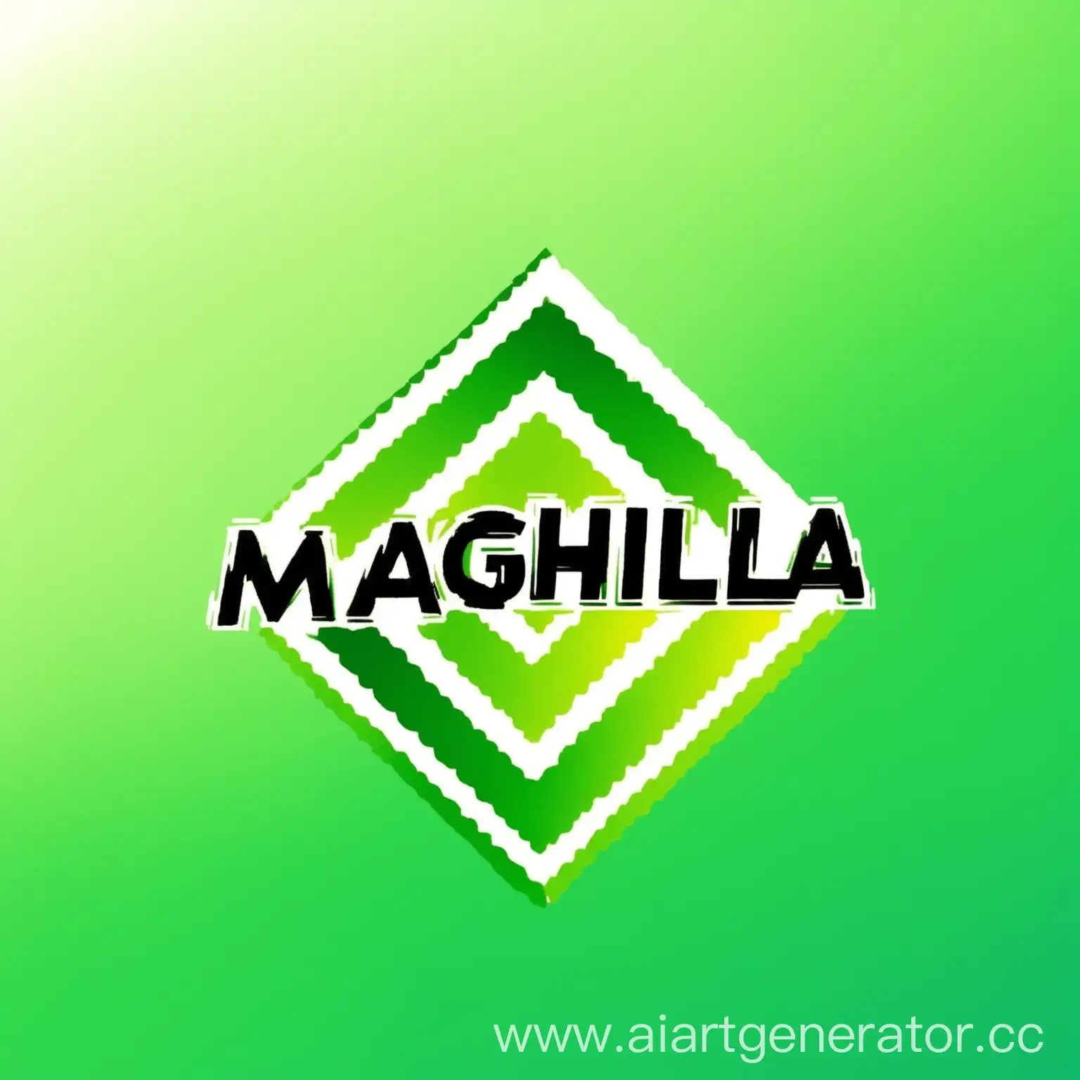 сделай мне логотип со слово MAGHILA но чтобы слово было чётко видно я хочу зёленыё градиент по диагонали 