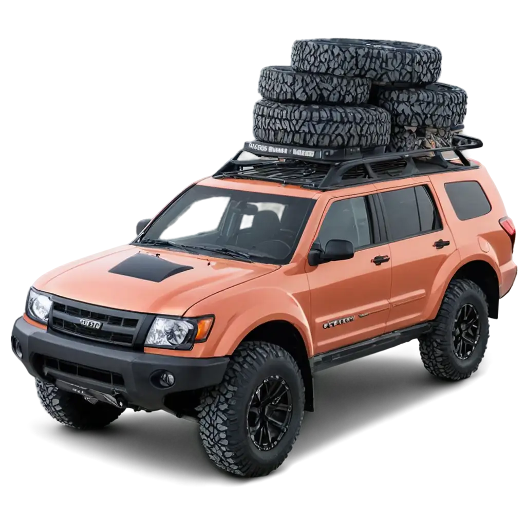 A rugged off-road SUV with large tires and a roof rack