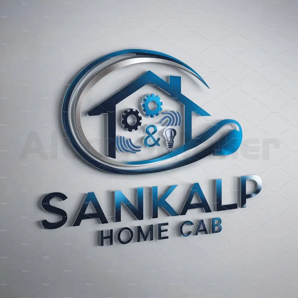 LOGO-Design-for-Sankalp-Home-Cab-Modern-House-Silhouette-with-Techinspired-Symbols-and-Professional-Color-Scheme