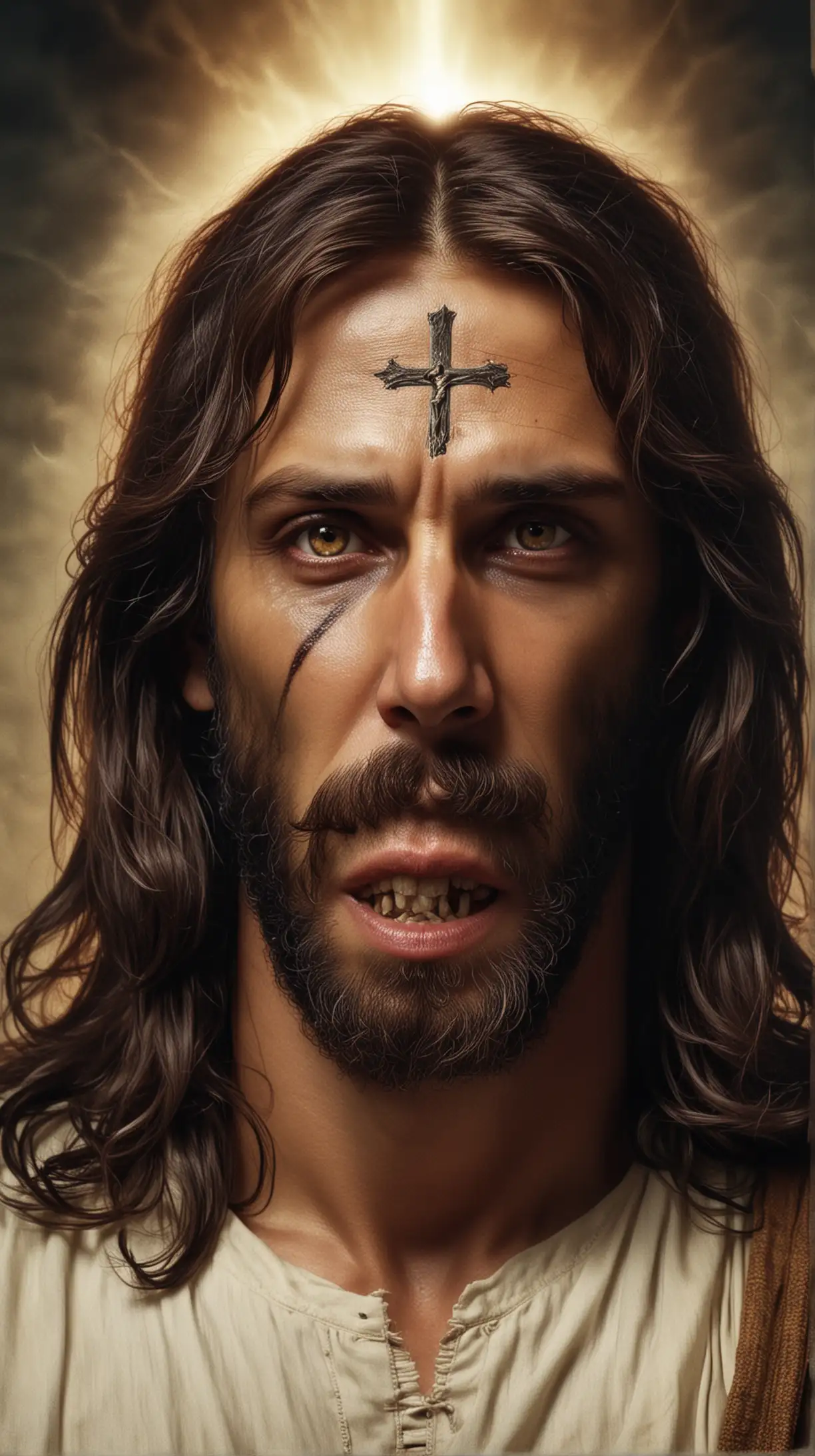 jesus christ with evil demon face