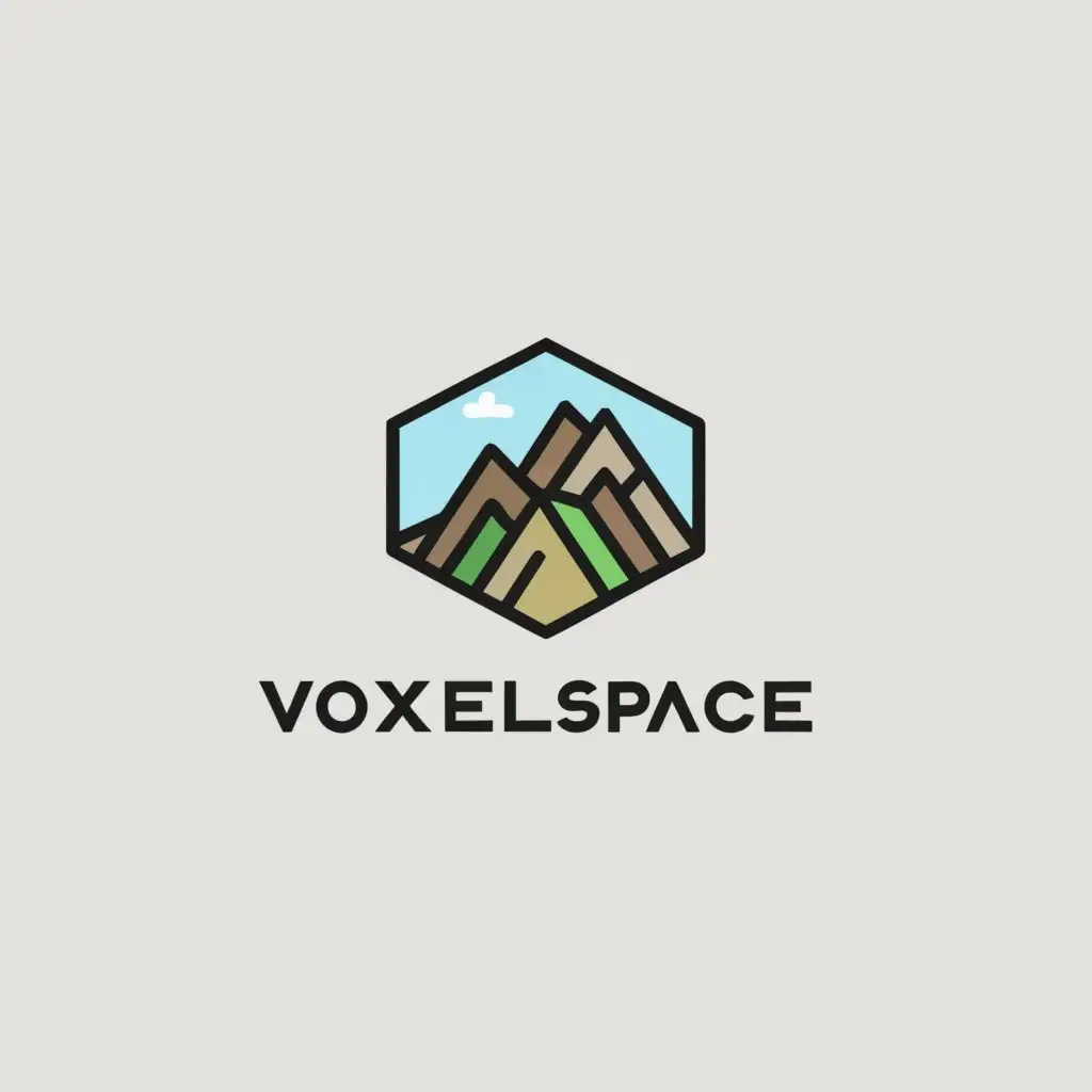 a logo design,with the text "VoxelSpace", main symbol:terrain, mountain,Minimalistic,clear background, green