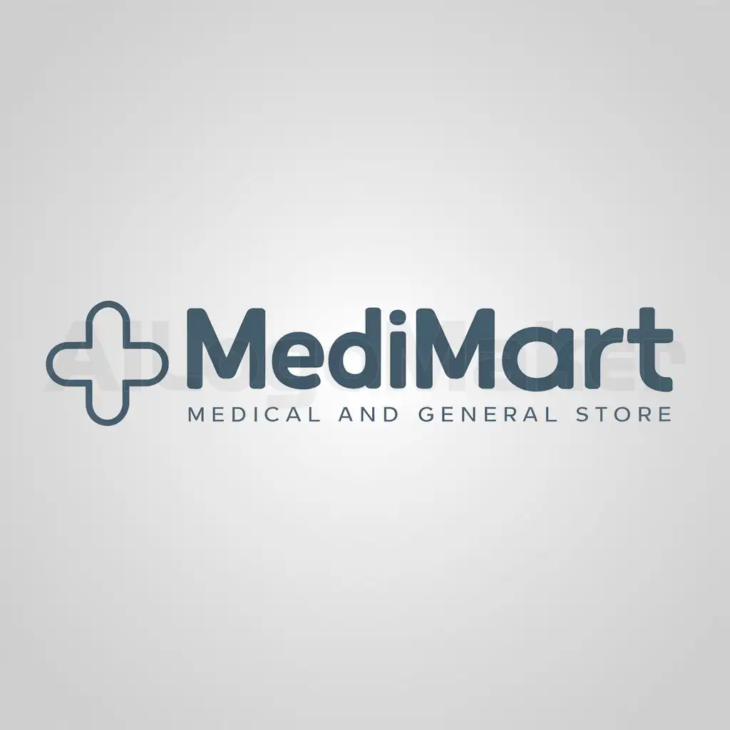 a logo design,with the text "medimart medical and general store", main symbol:plus,complex,clear background
