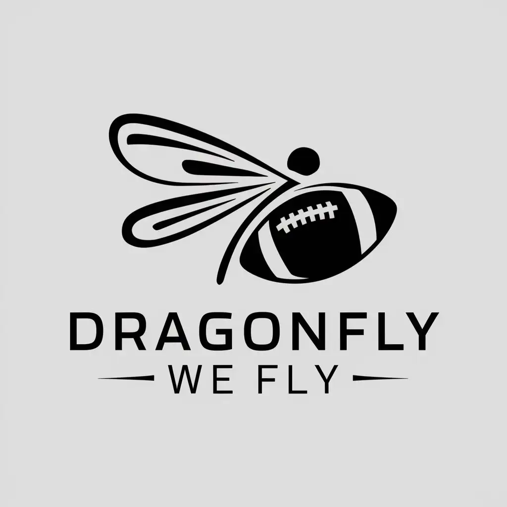 a logo design,with the text "DRAGONFLY  WE FLY", main symbol:dragonfly wings, olive football,Moderate,be used in Sports Fitness industry,clear background
