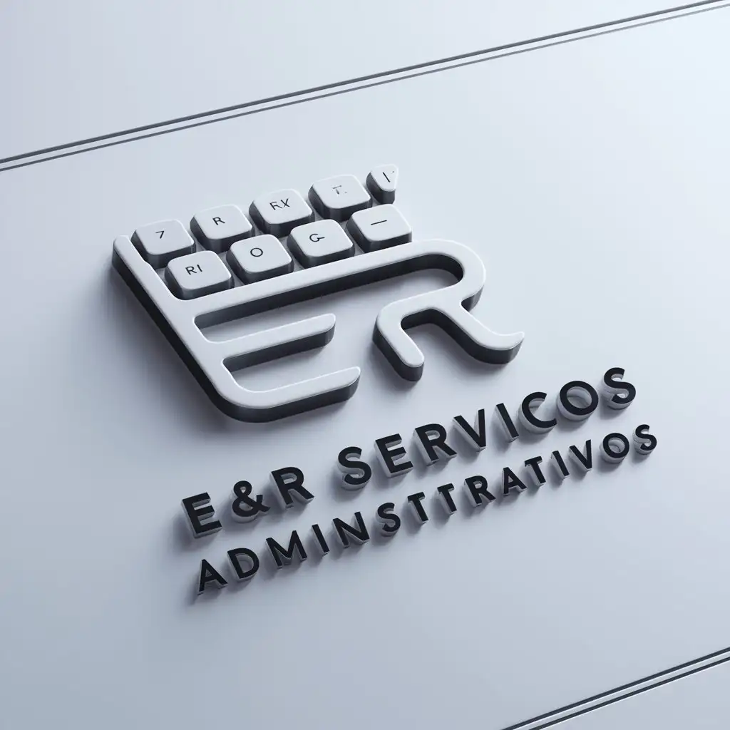 a logo design,with the text "E&R Servicos Administrativos", main symbol: "A logo design, with the text 'E&R Servicos Administrativos', main symbol: 3d rounded keyboard highlighting letters E & R, complex, to be used in Technology industry, clear background" (No translation needed as the input is already in English),Minimalistic,be used in Technology industry,clear background
