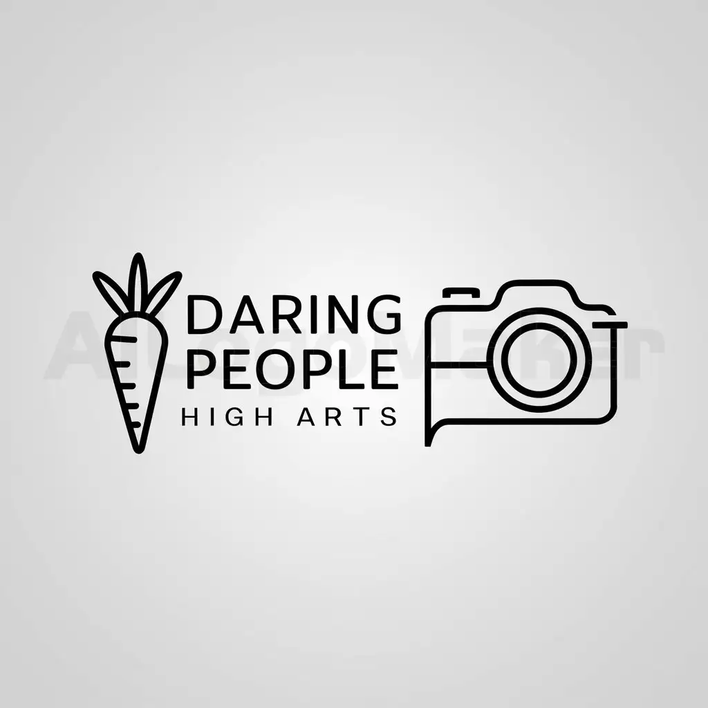 a logo design,with the text "daring people high arts", main symbol:carrot, camera,Minimalistic,be used in photography industry,clear background