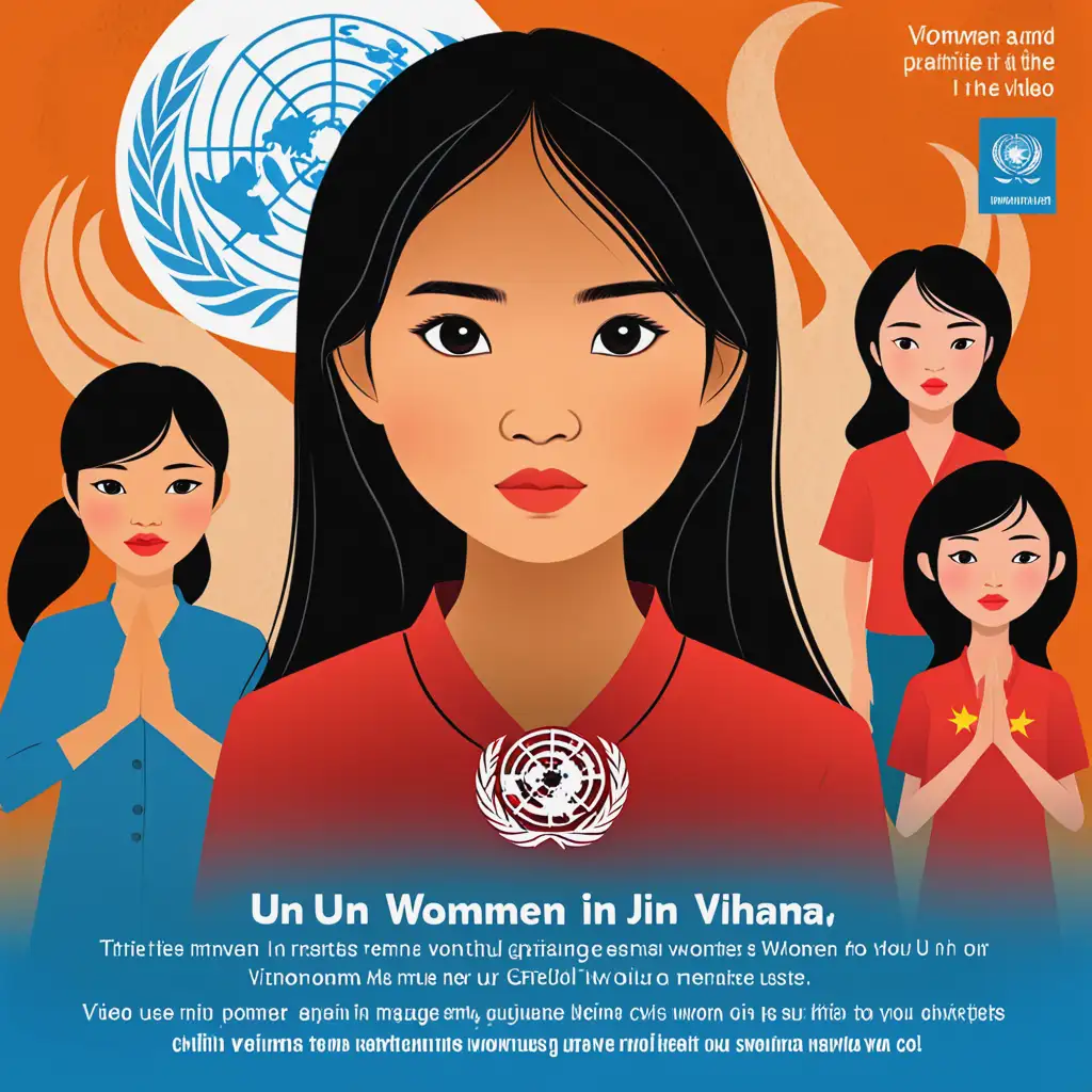create an poster to promote the UN WOMEN activitiies in Vietnam. The video is about Ending Violence Against Women and Girls . Please use image of vietnamese girl and women.