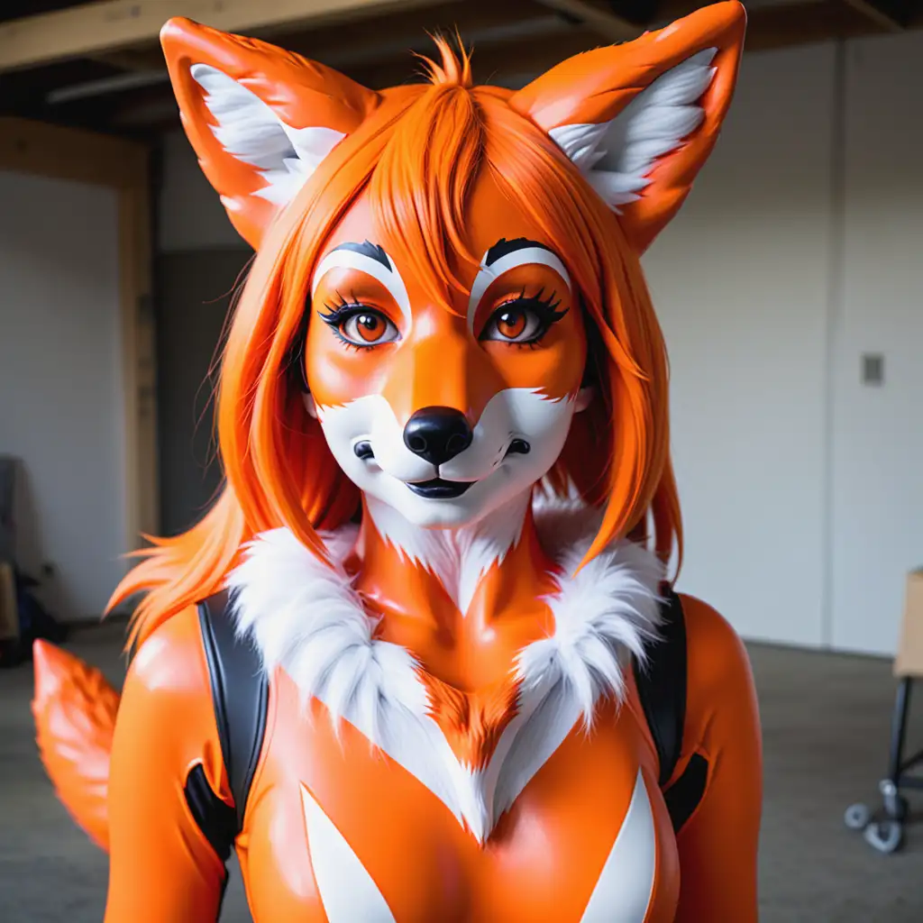 Vibrant-Orange-Rubber-Fox-Fursuit-with-Playful-Expression