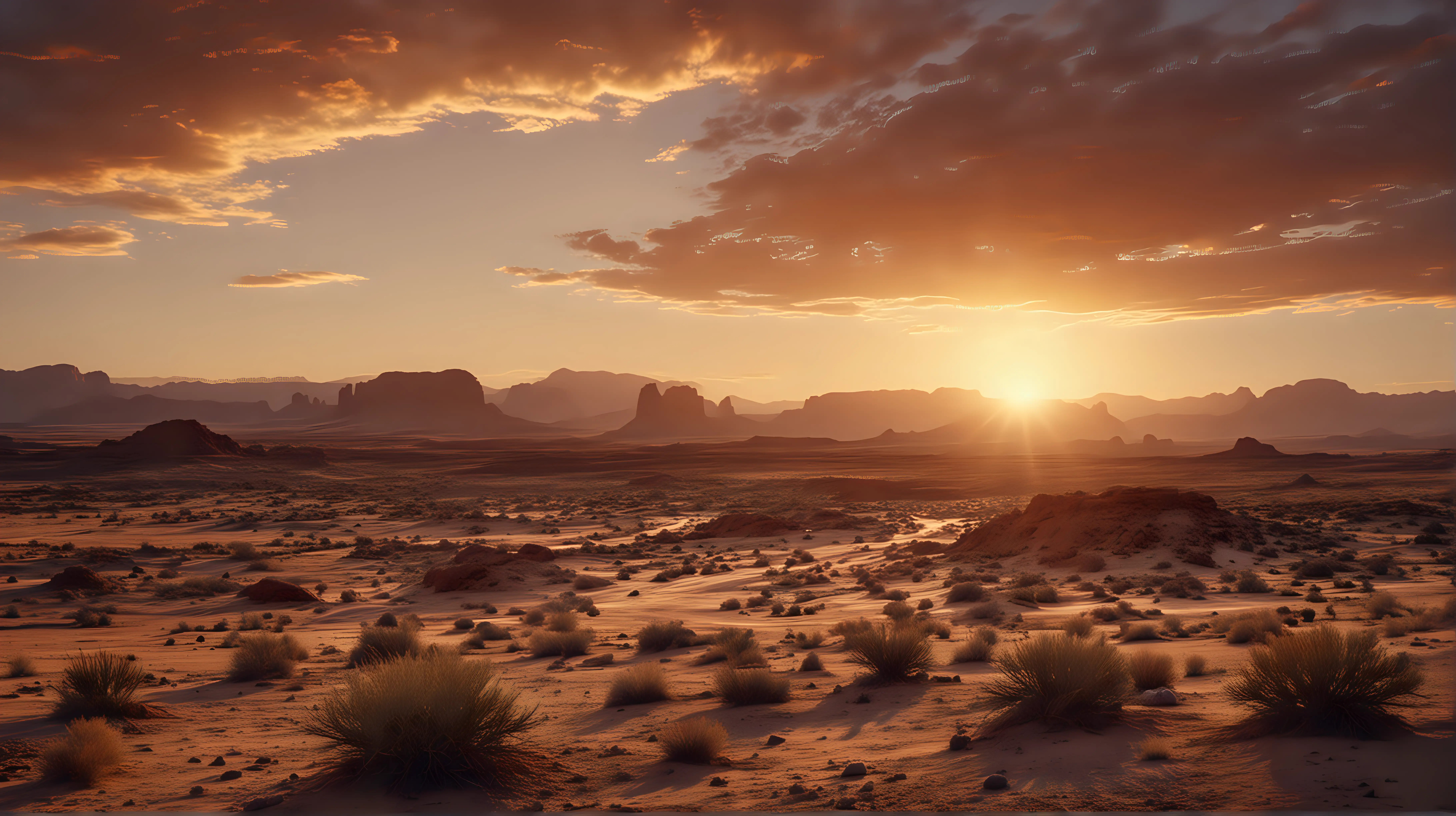 cinematic image of an american desert at sunset. Beautiful.

