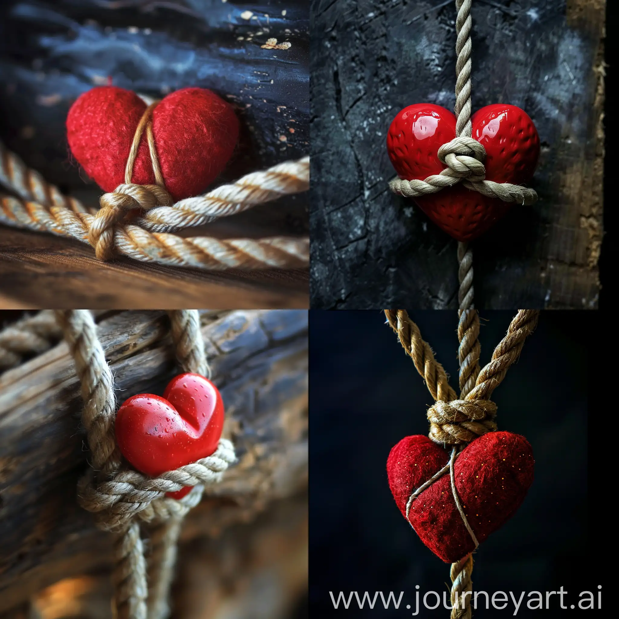 A heart tied to a rope