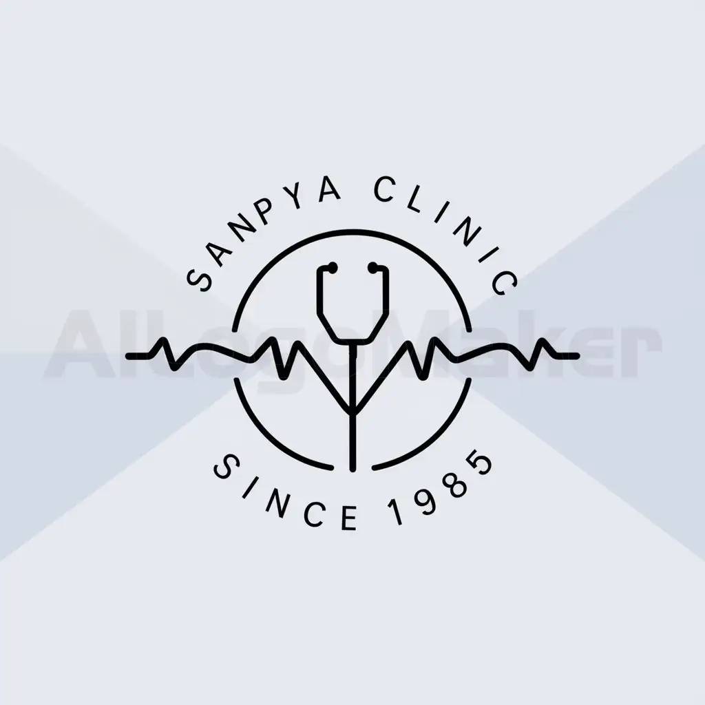 a logo design,with the text "SanPya Clinicnsince 1985", main symbol:heathcare and heartbeat,Minimalistic,clear background