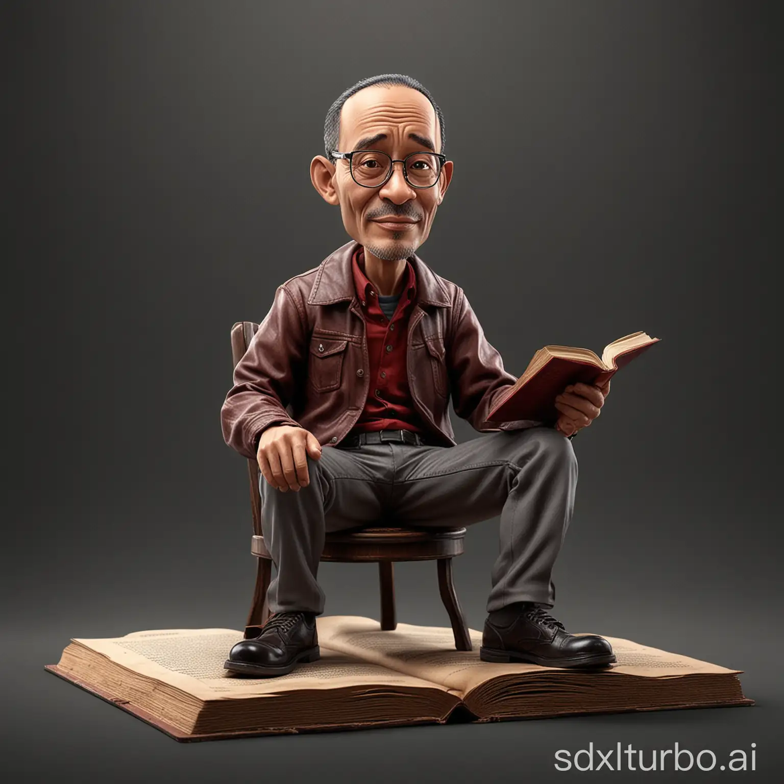 Realistic-3D-Cartoon-Caricature-Indonesian-Man-Relaxing-with-Book-and-Drink