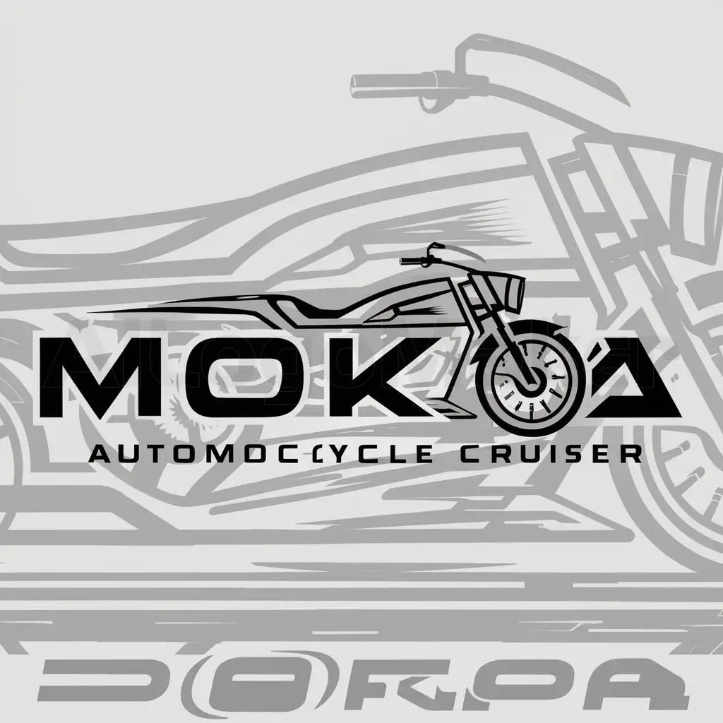 a logo design,with the text "MOKA", main symbol:MOTO CRUISER,complex,be used in Automotive industry,clear background