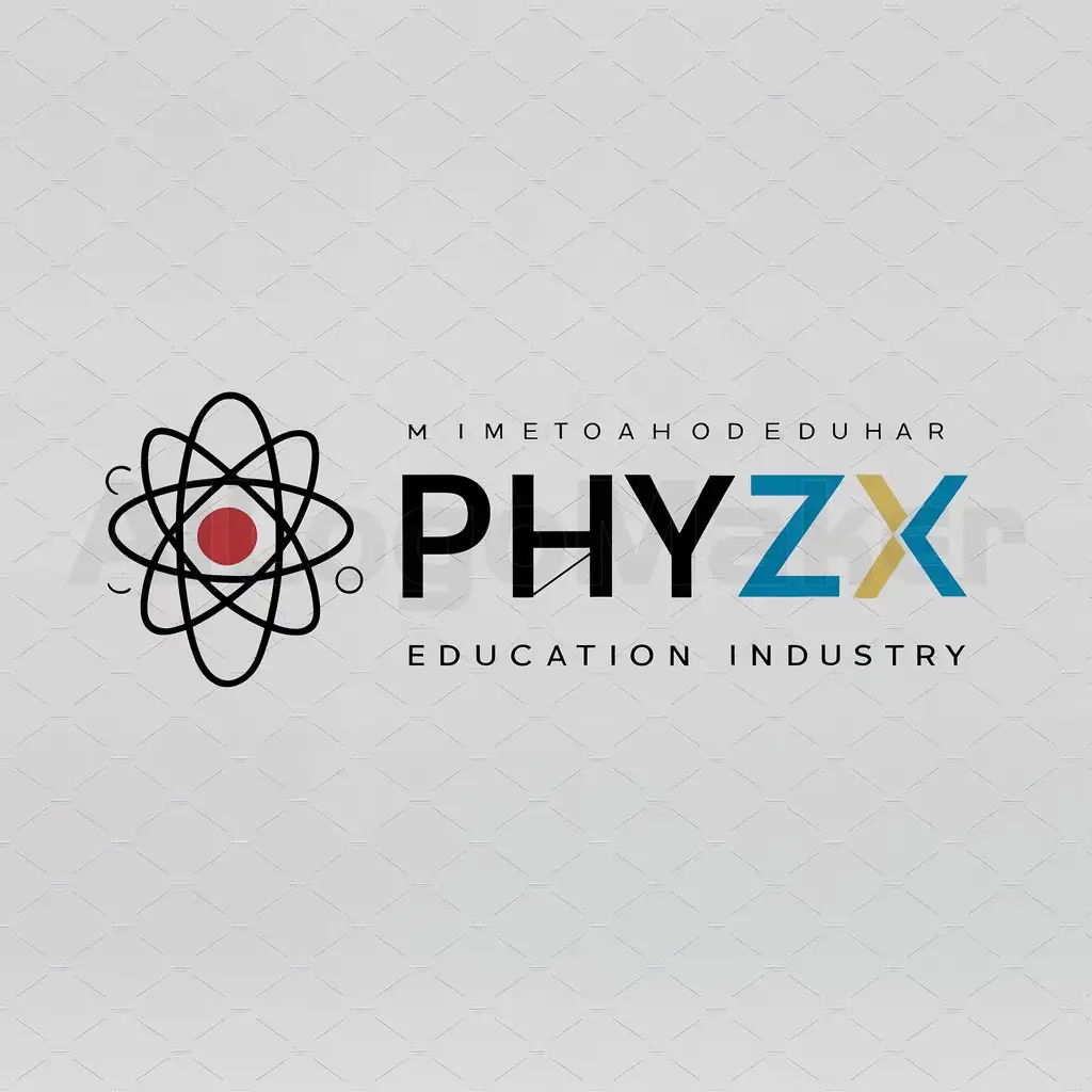 a logo design,with the text "PHYZX", main symbol:atom,Moderate,be used in Education industry,clear background