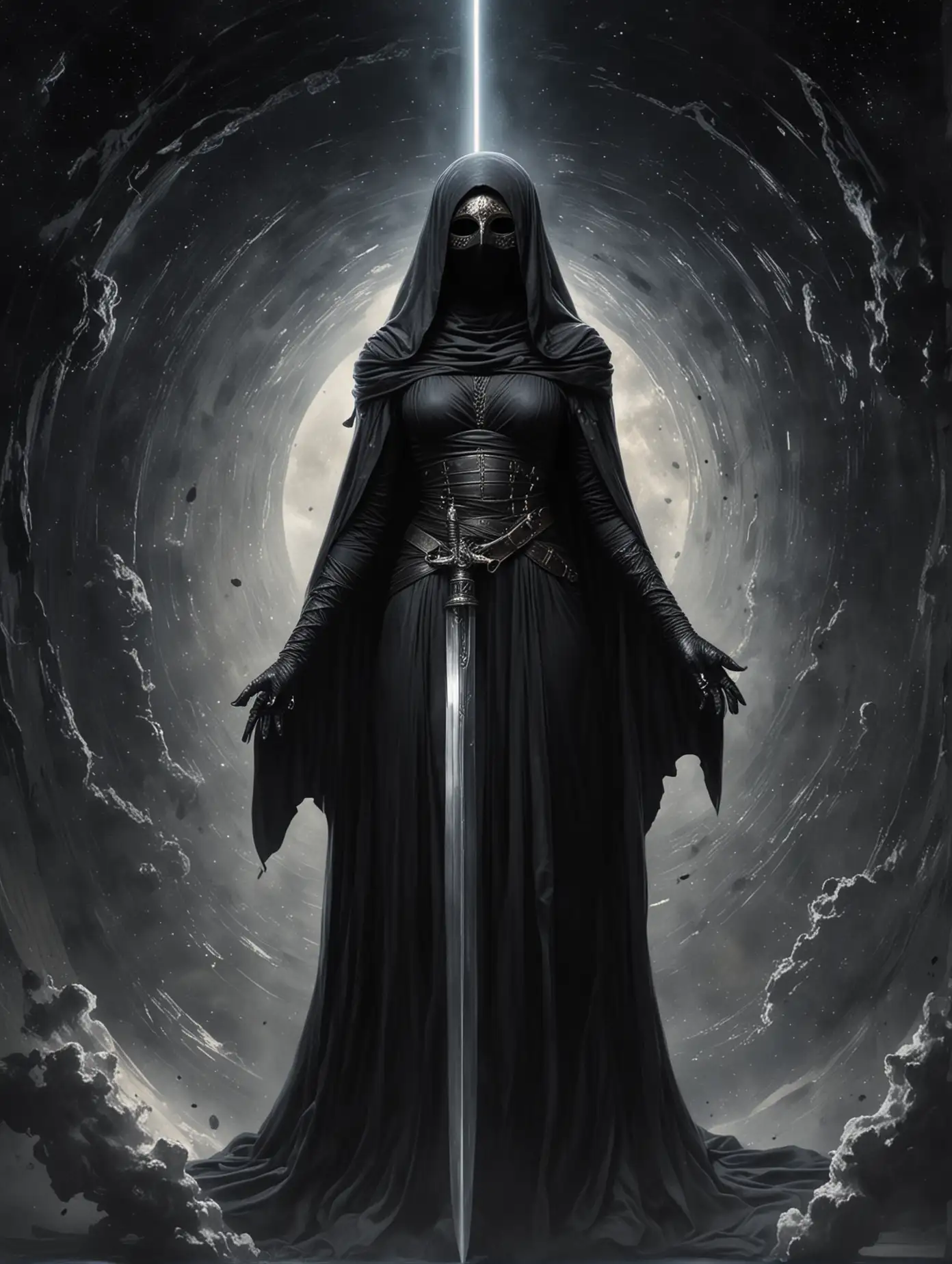 Sister-of-the-Bene-Gesserit-with-Black-Sword-and-Halolike-Black-Hole