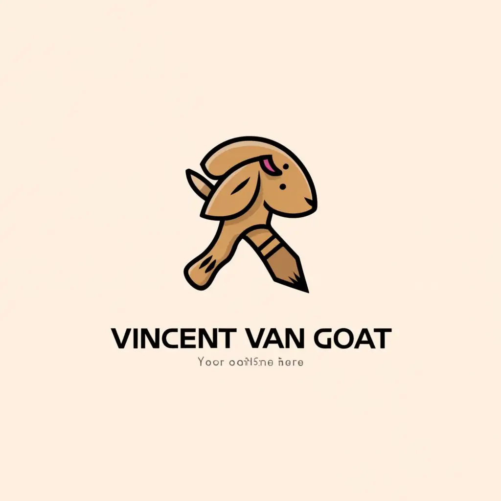 a logo design,with the text "Vincent van Goat", main symbol:painting brush,Minimalistic,clear background