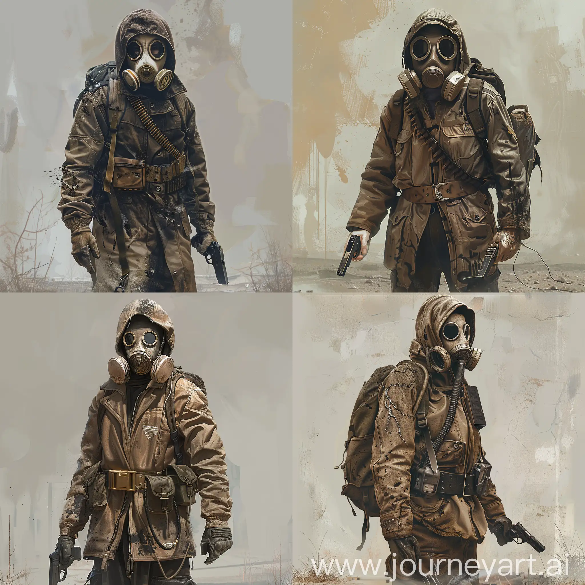 PostApocalyptic-Stalker-in-Gas-Mask-with-Pistol-and-Soviet-Gear