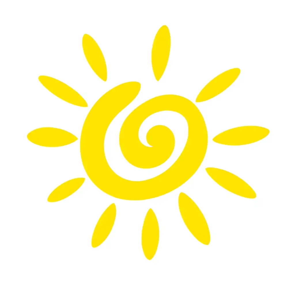 Bright Yellow Sun Clipart on Yellow Background