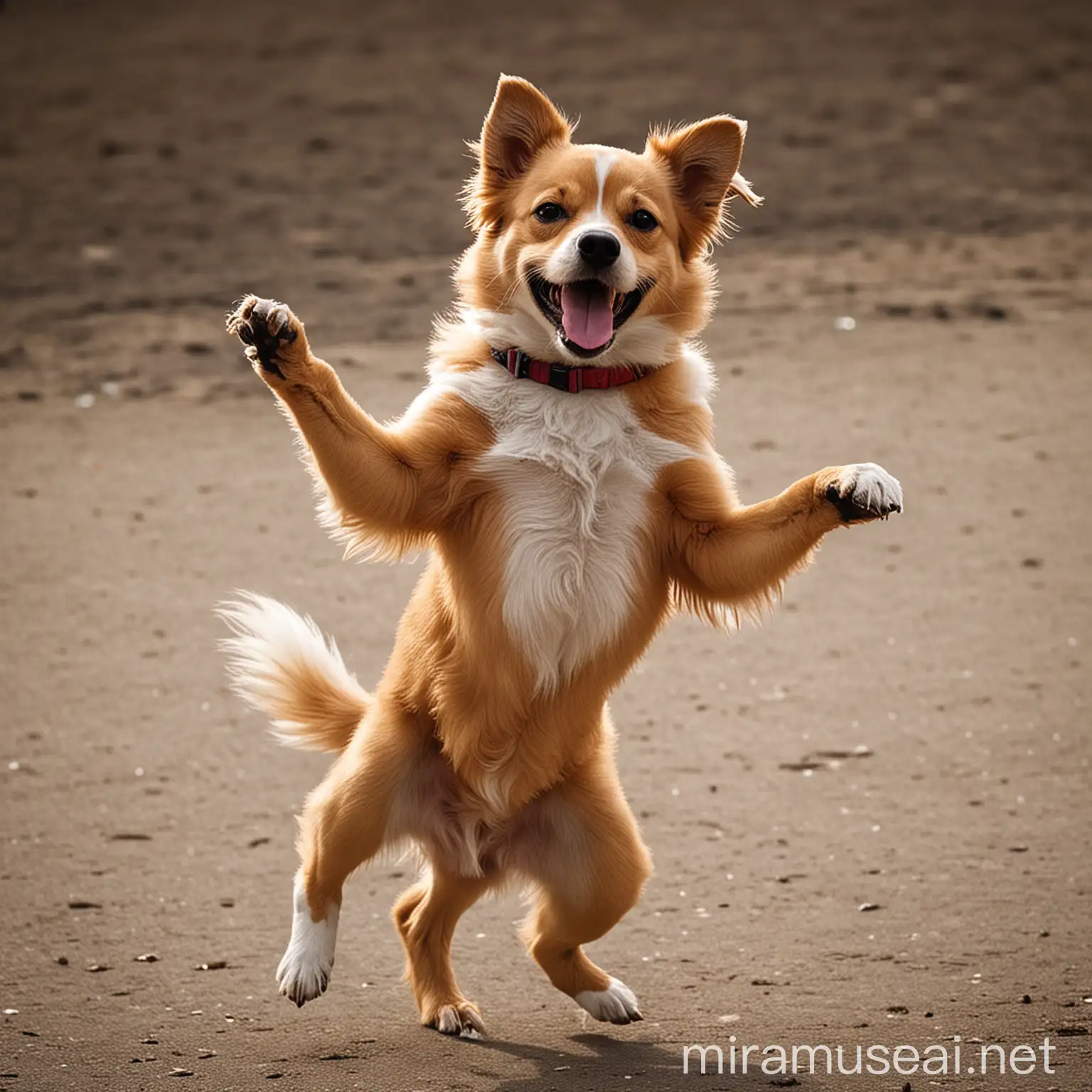 Energetic Labrador Retriever Dancing Playfully Outdoors