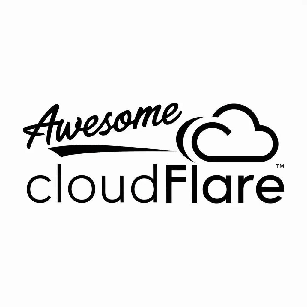 a logo design,with the text "awesome cloudflare", main symbol:cloud,Moderate,be used in Internet industry,clear background