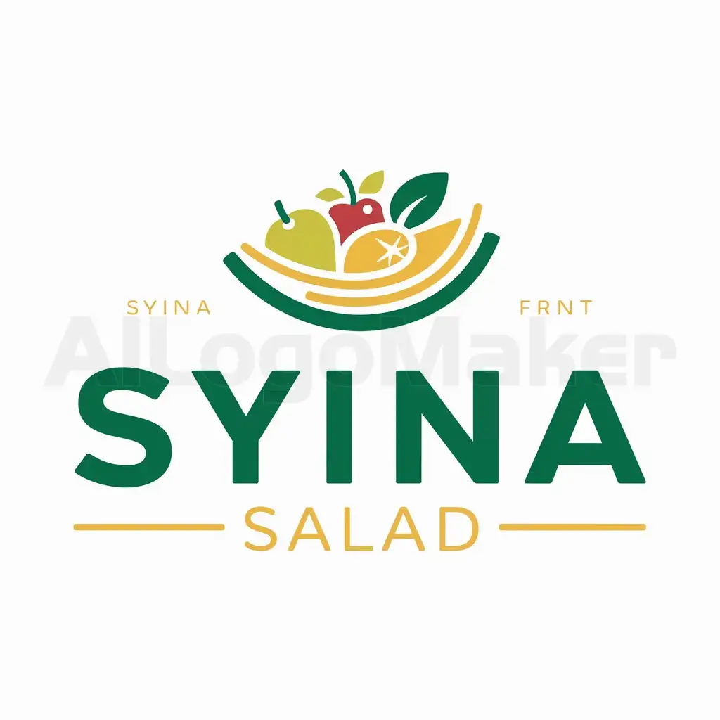 a logo design,with the text "SYINA SALAD", main symbol:buah buahan segar,Moderate,be used in 0 industry,clear background