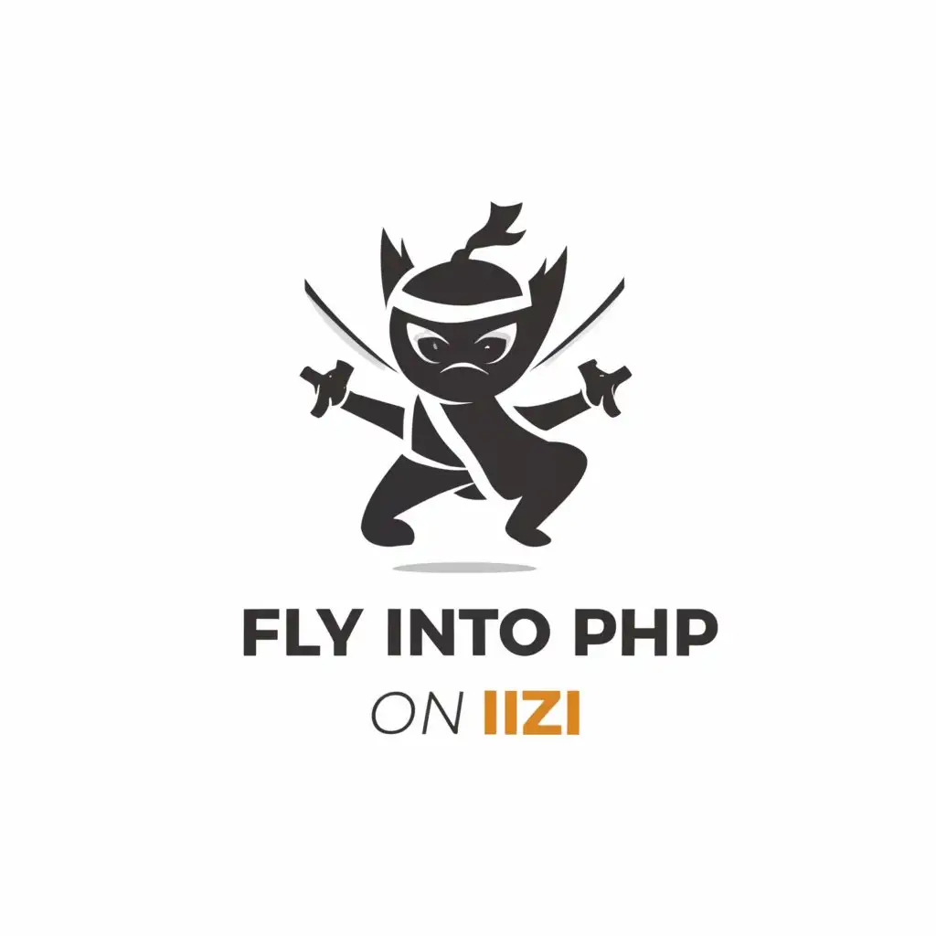 a logo design,with the text "Fly into PHP on IZI", main symbol:Ninja,Moderate,be used in Internet industry,clear background