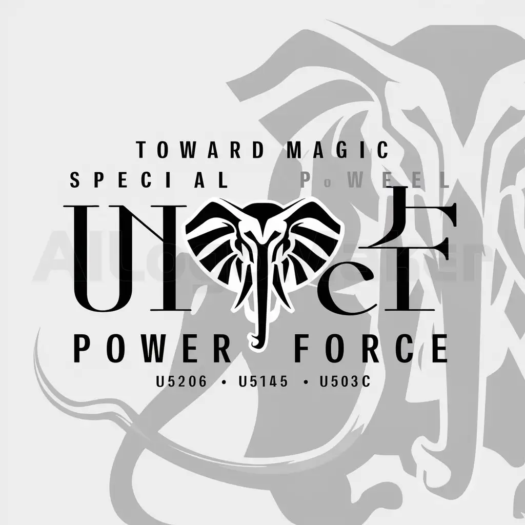 a logo design,with the text "toward magic special power force", main symbol:elephant,u5206,u5145u503C,Moderate,clear background