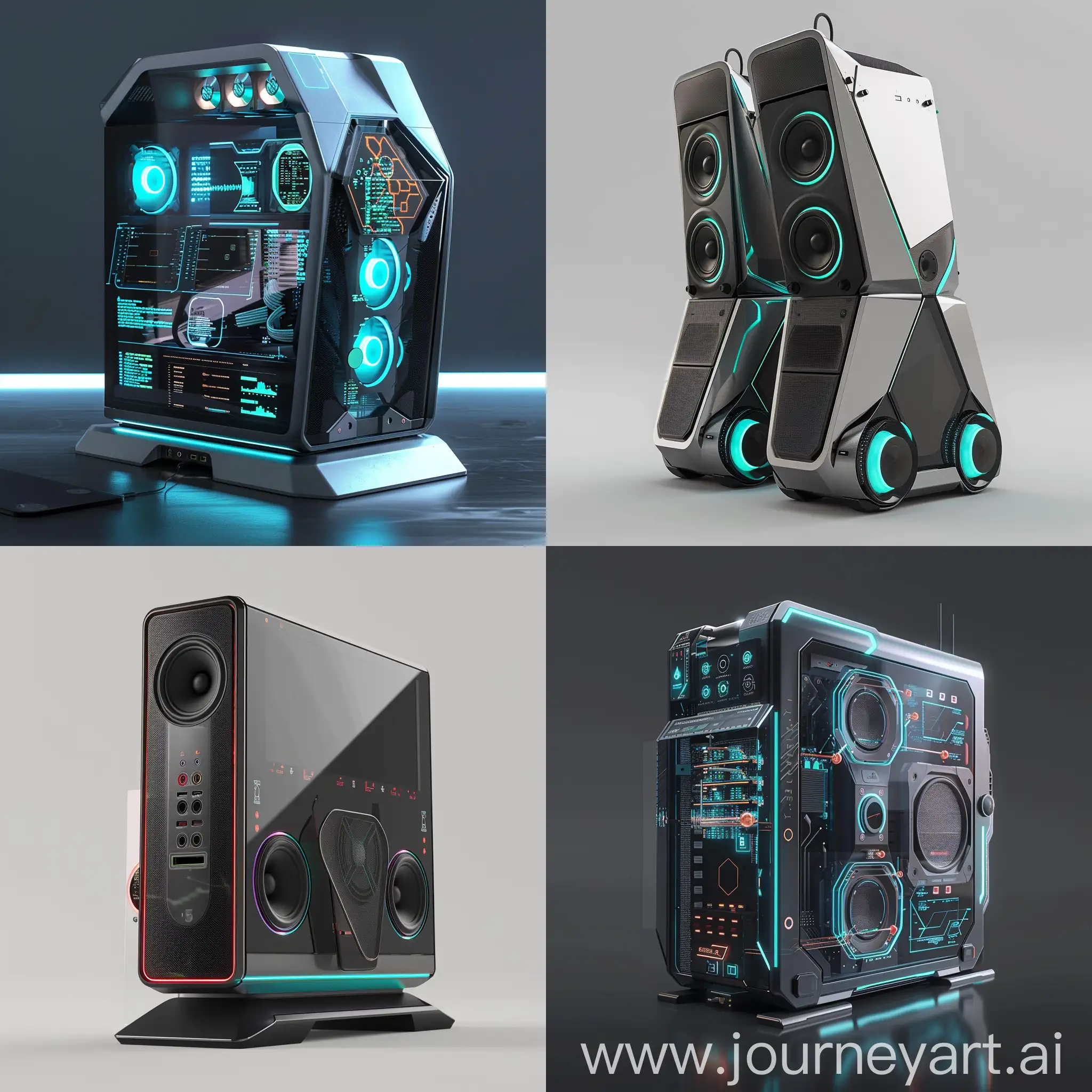 Futuristic PC speakers, Minimalist Aesthetics, Interactive Touch Panels, Transparent OLED Displays, 360-Degree Sound Projection, Integrated Voice Assistants, Wireless Charging Pads, Customizable RGB Lighting, Biometric Security Features, Augmented Reality Projectors, Self-Healing Coatings, Carbon Fiber Enclosures, Neodymium Magnet Drivers, Graphene Diaphragms, Aluminum Voice Coils, Kevlar Reinforced Speaker Cones, Liquid Cooling Systems, Titanium Tweeters, Rubberized Shock Absorbers, Copper-Clad Aluminum Voice Coils, IPX-rated Enclosures, Carbon Fiber Housing, Magnesium Alloy Grilles, Shockproof Rubberized Bumpers, Aircraft-Grade Aluminum Frames, High-Grade Plastic Trim, Reinforced Corner Protectors, Nanocoating Technology, Foldable Design, Military-Grade Durability Standards, Integrated Carrying Handles, unreal engine 5 --stylize 1000
