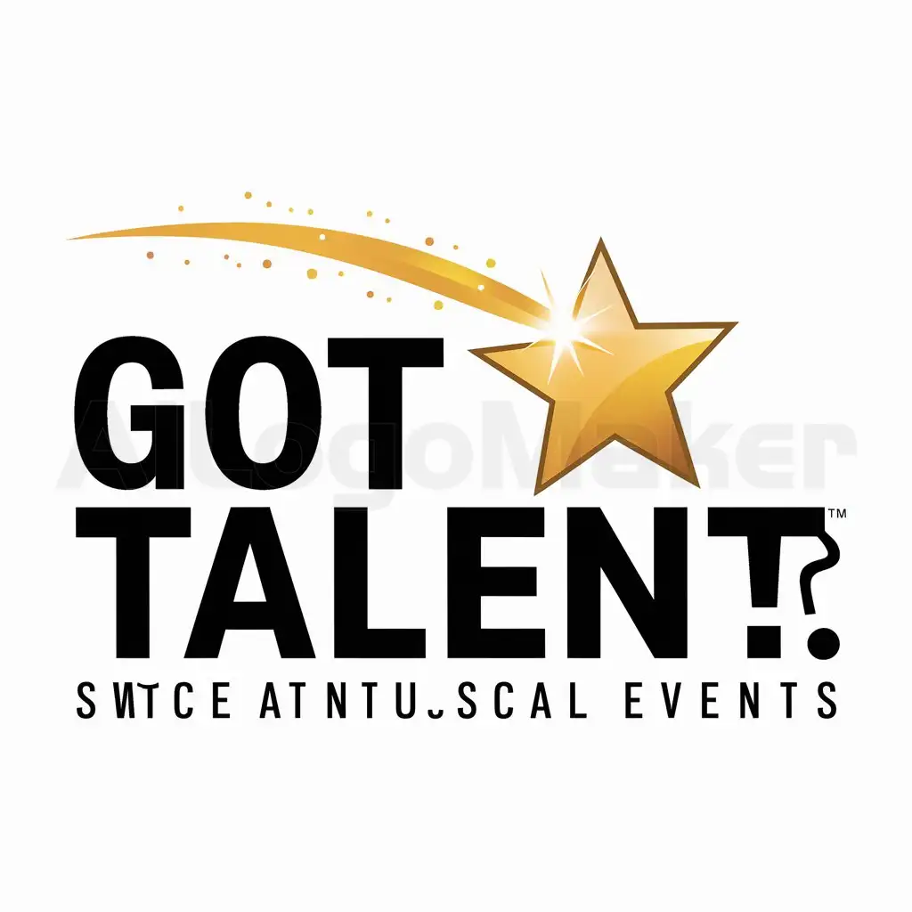 a logo design,with the text "GOT TALENT", main symbol:Falling star with trail from the star falling from right top to left bottom, the stair is the main thing, got talent,Moderate,be used in  Events

(As the input is in English, the output is the same as the input.) industry,clear background