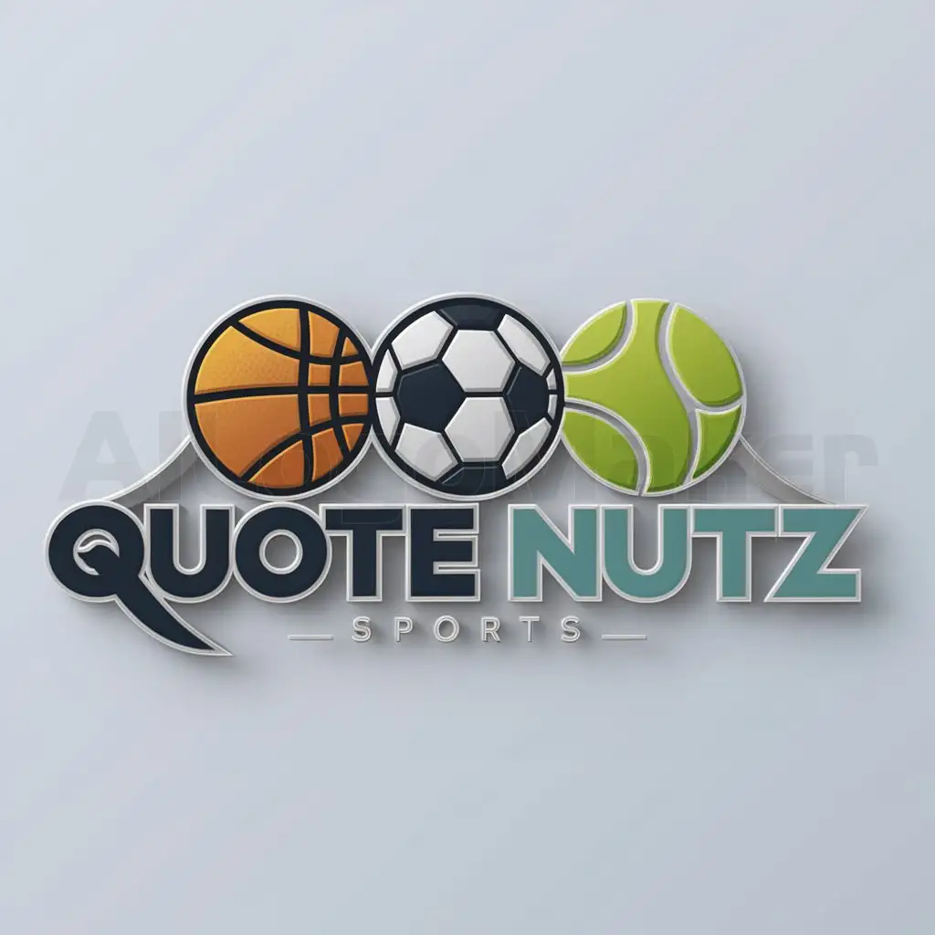 a logo design,with the text "QUOTE NUTZ", main symbol:calcio basket tennis,complex,clear background