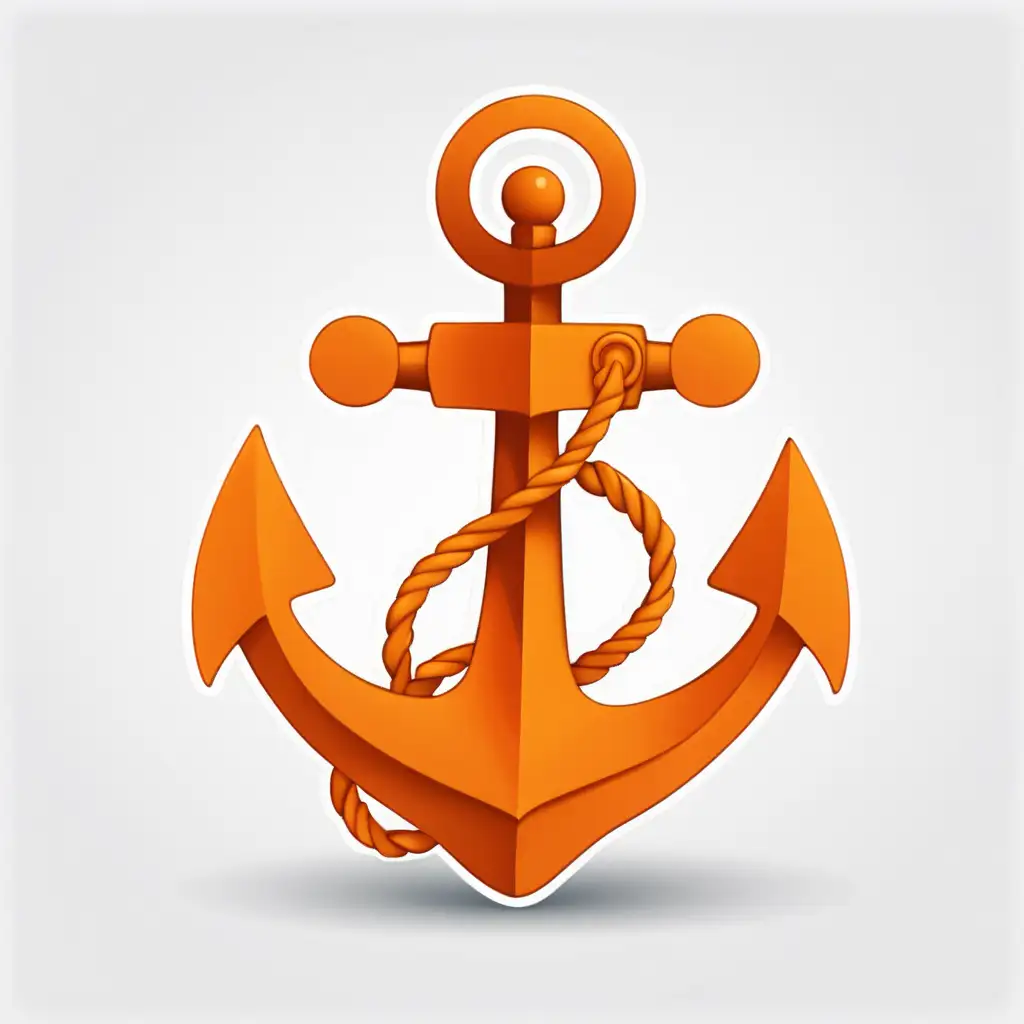 Minimalist Orange Anchor Icon on White Background