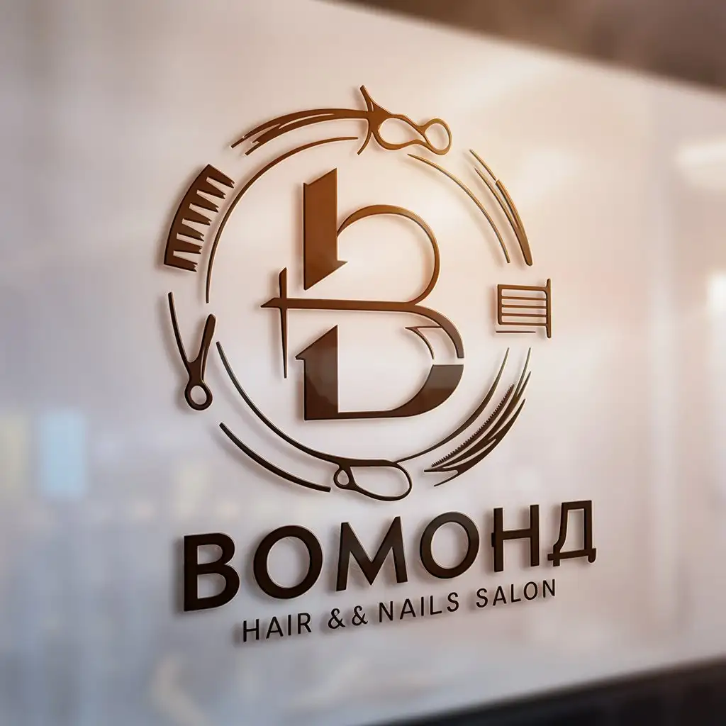 логотип для магазина в котором продается все для волос и ногтей под названием бомонд
