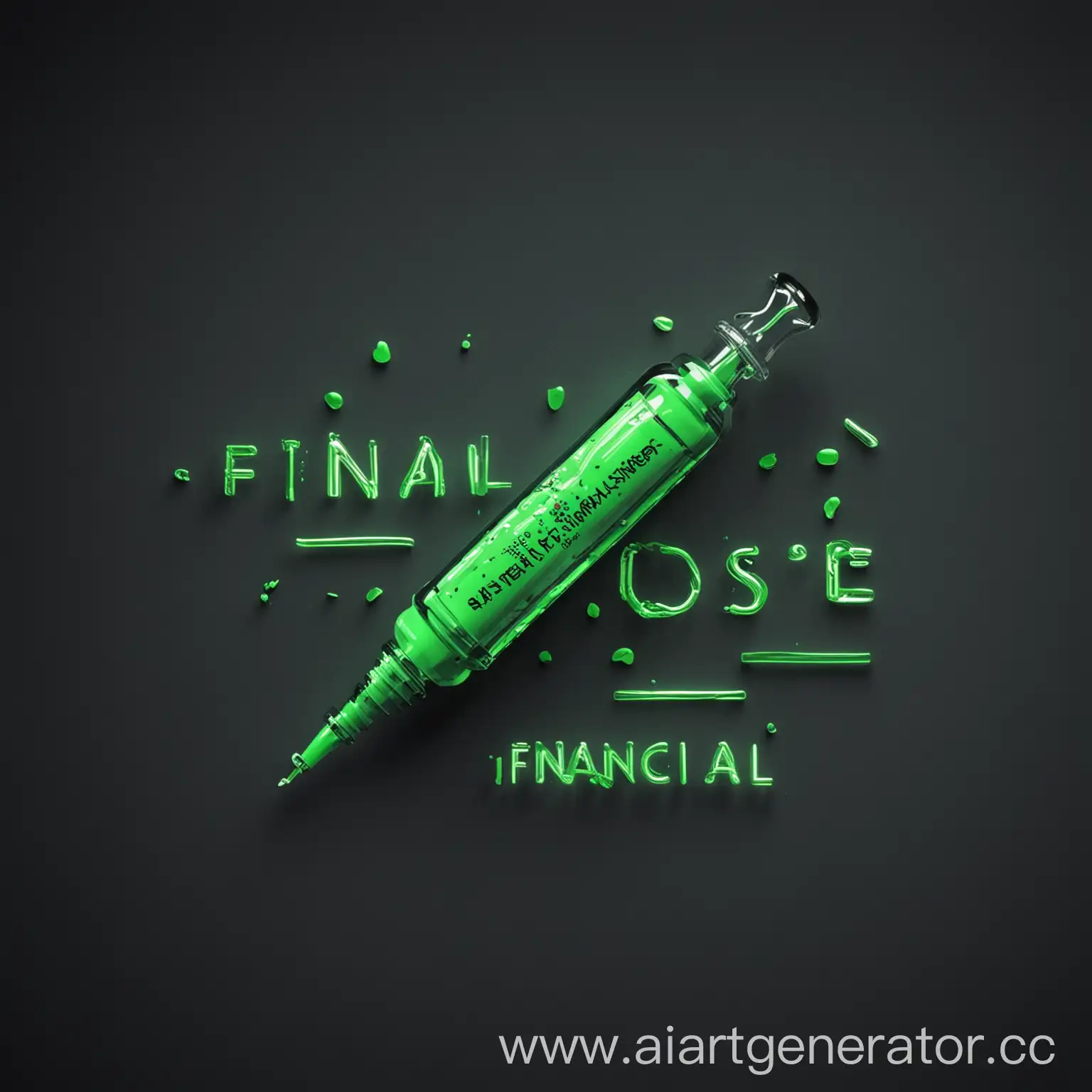 Аватарка для канала по заработку под названием "финансовая доза" в кислотно зеленом цвете с использованием шприца