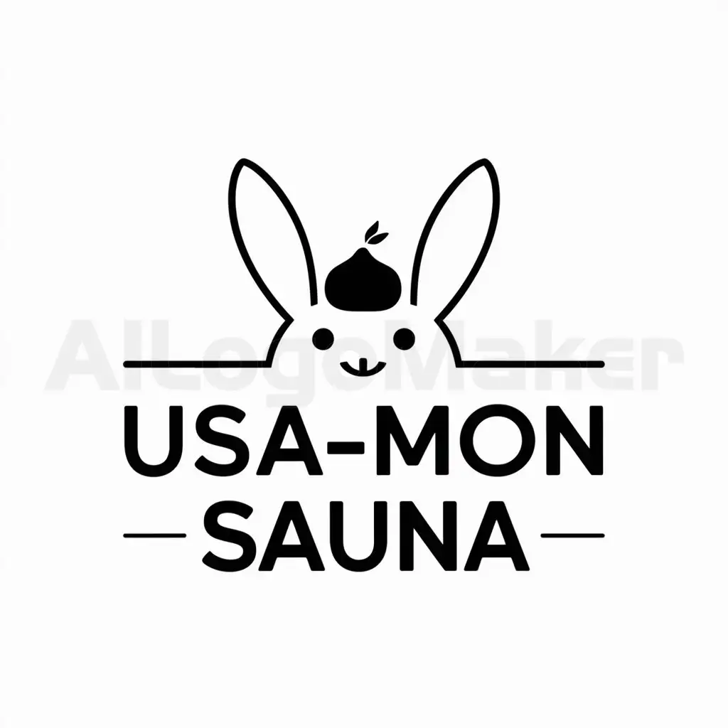 a logo design,with the text "USA-MON SAUNA", main symbol:Rabbit/chestnut,Moderate,clear background