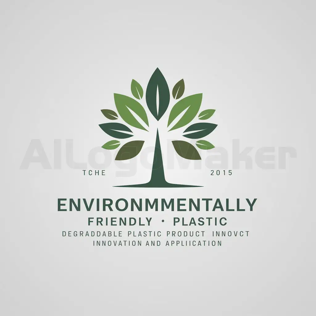 a logo design,with the text "environmentally friendly degradable plastic product innovation and application", main symbol:tree leaves,Moderate,be used in Technology industry,clear background