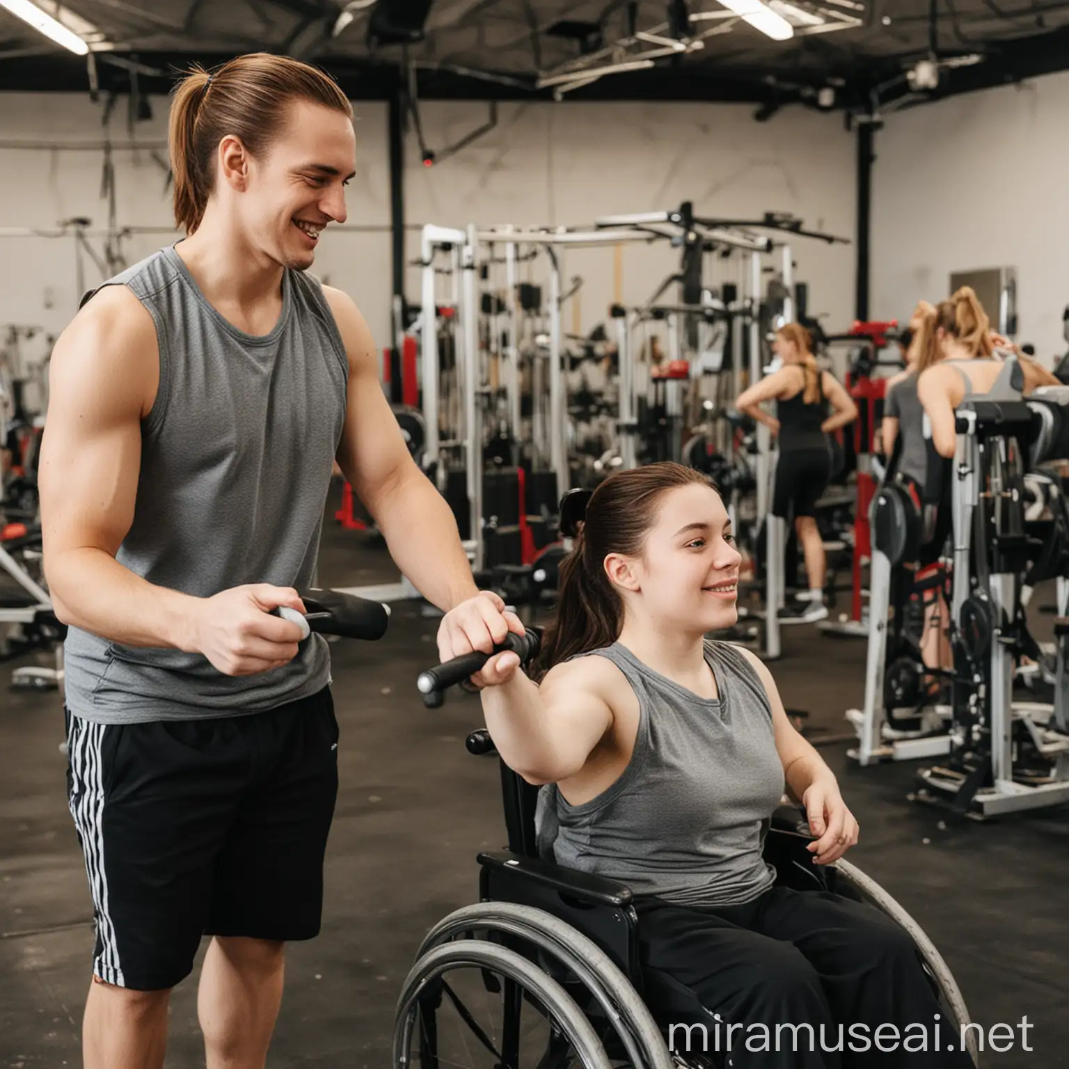 person with disability training in gym