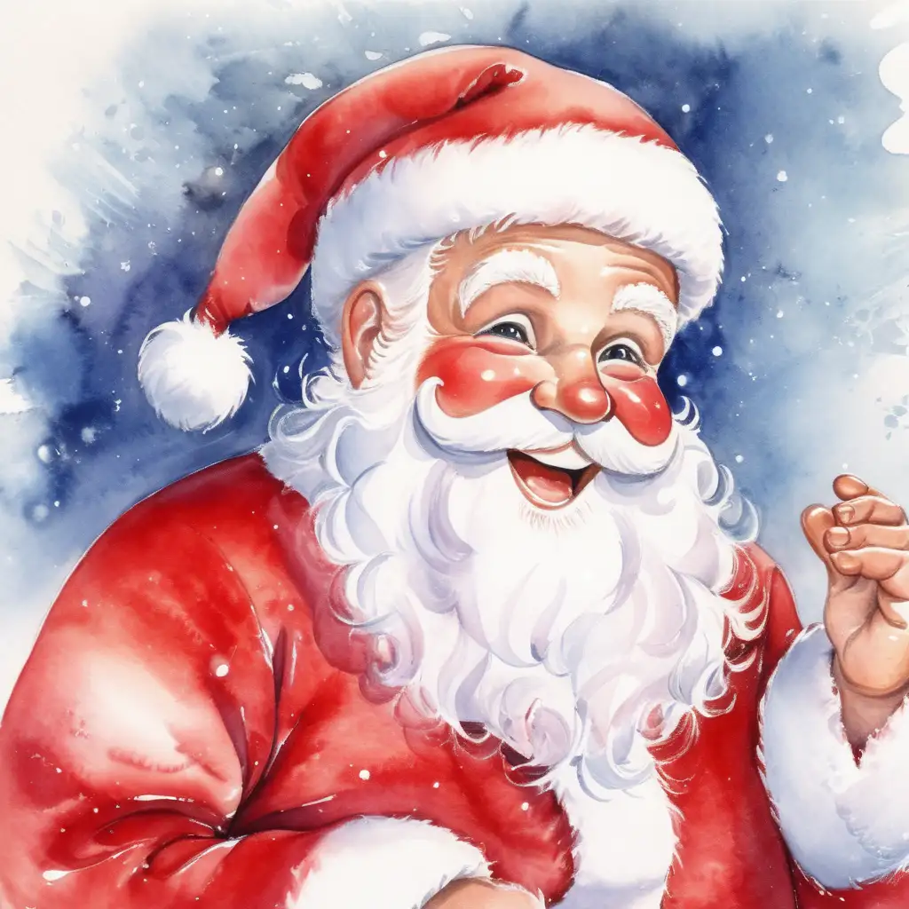 Cheerful Santa Claus Watercolor Portrait