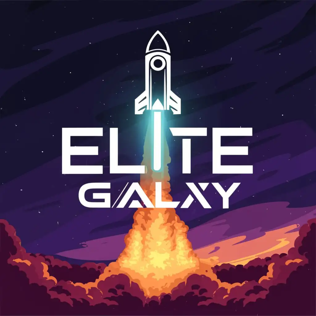 a logo design,with the text "Elite Galaxy", main symbol:Rocket,Moderate,be used in Others industry,clear background