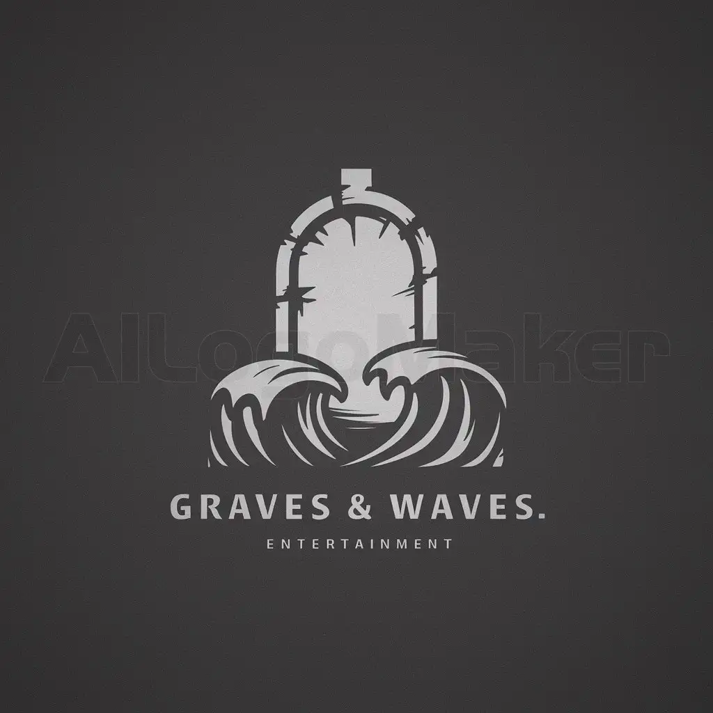 Logo-Design-For-Graves-Waves-Minimalistic-Graveyard-Headstone-with-Beach-Waves-Theme