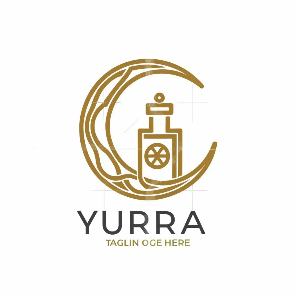 a logo design,with the text "Yurra", main symbol:Moon and parfum,complex,be used in Others industry,clear background